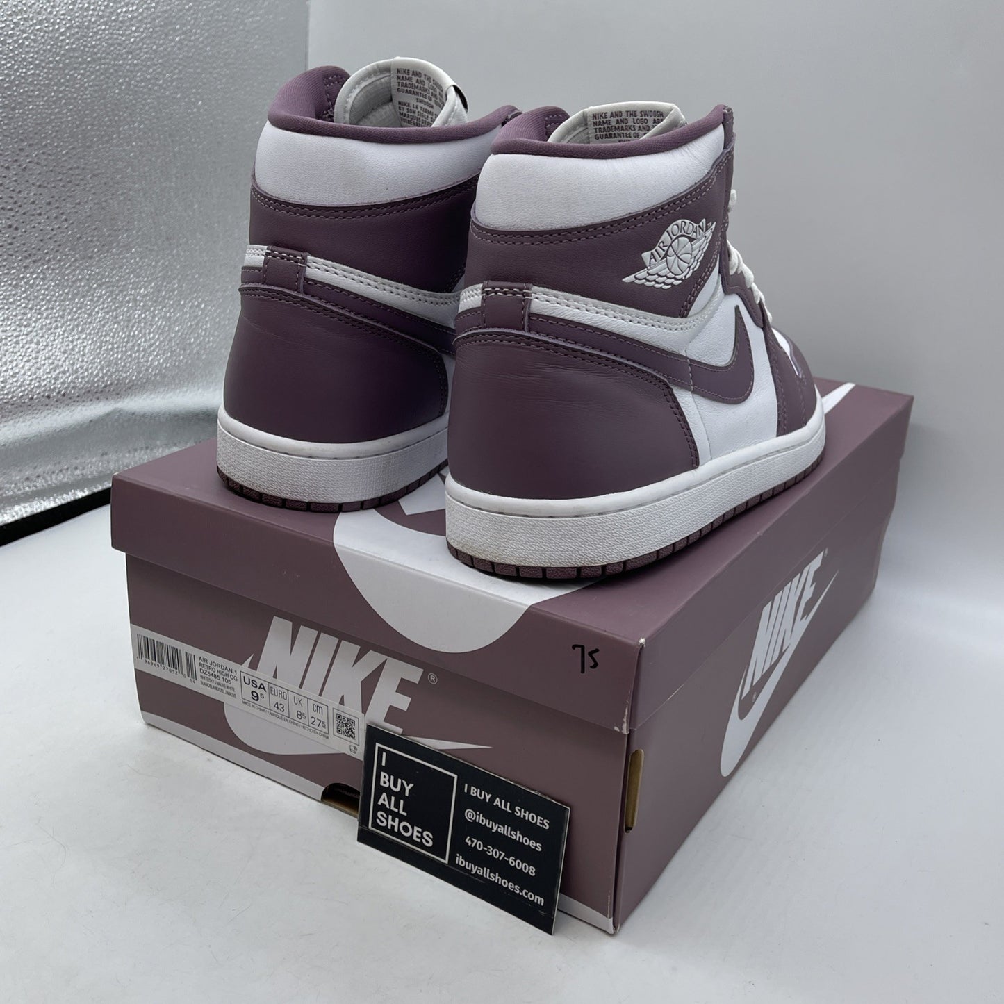 Size 9.5 - Air Jordan 1 Retro OG High Mauve Purple White Leather (DZ5485-105)