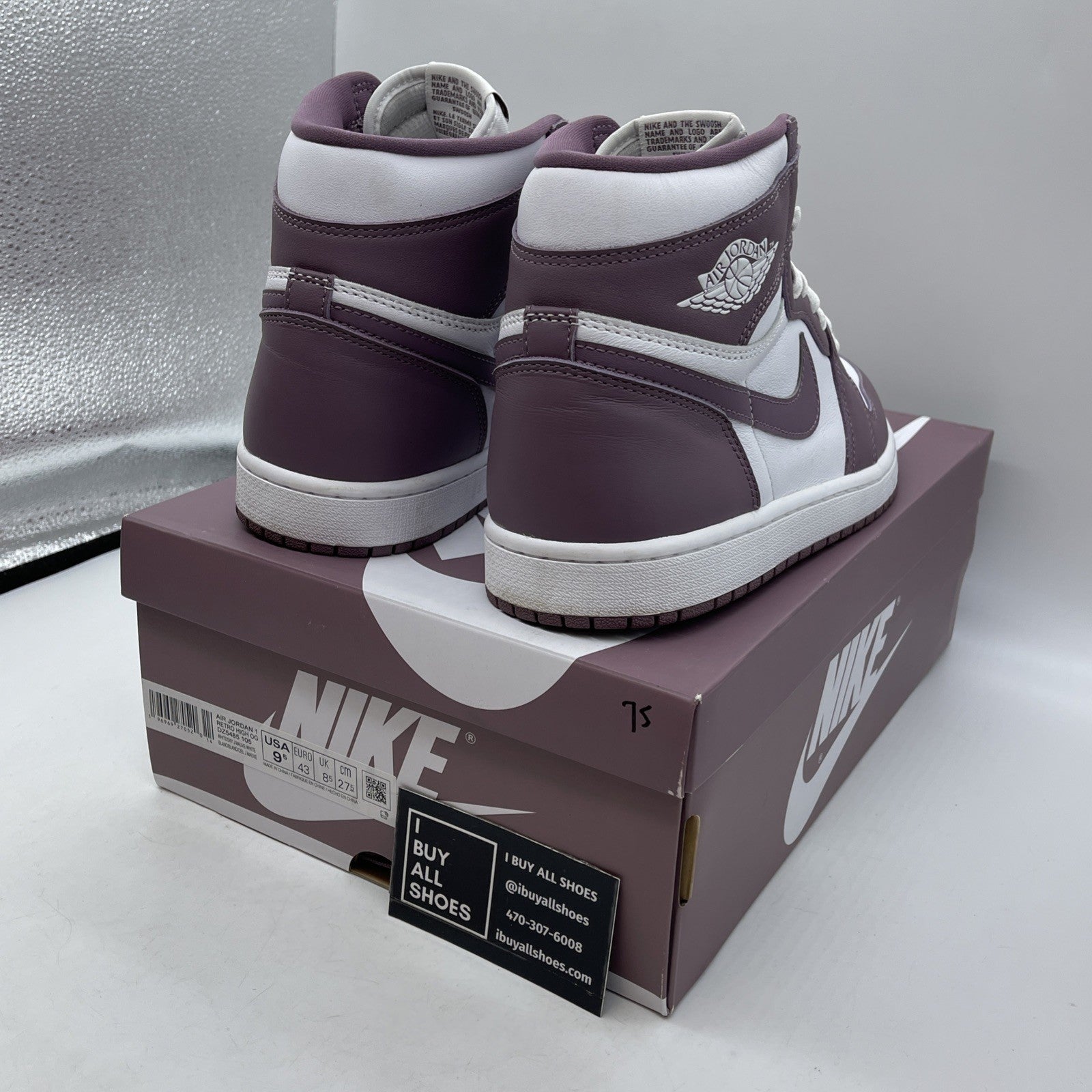 Size 9.5 - Air Jordan 1 Retro OG High Mauve Purple White Leather (DZ5485-105)