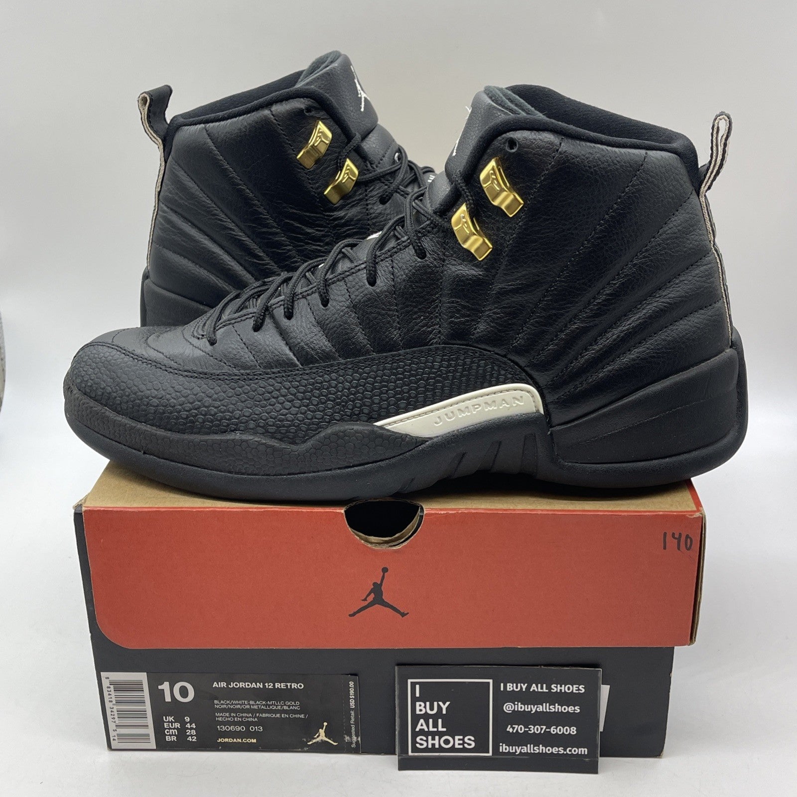 Size 10 - Air Jordan 12 Retro The Master Black White Suede Leather (130690-013)