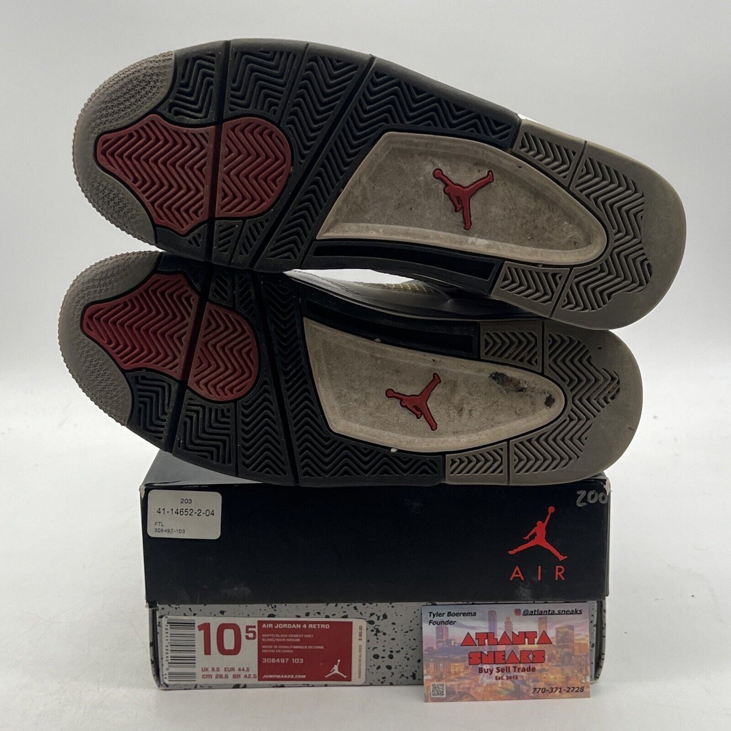Size 10.5 - Jordan 4 Retro Cement 2012 White Black Grey Leather (308497-103)