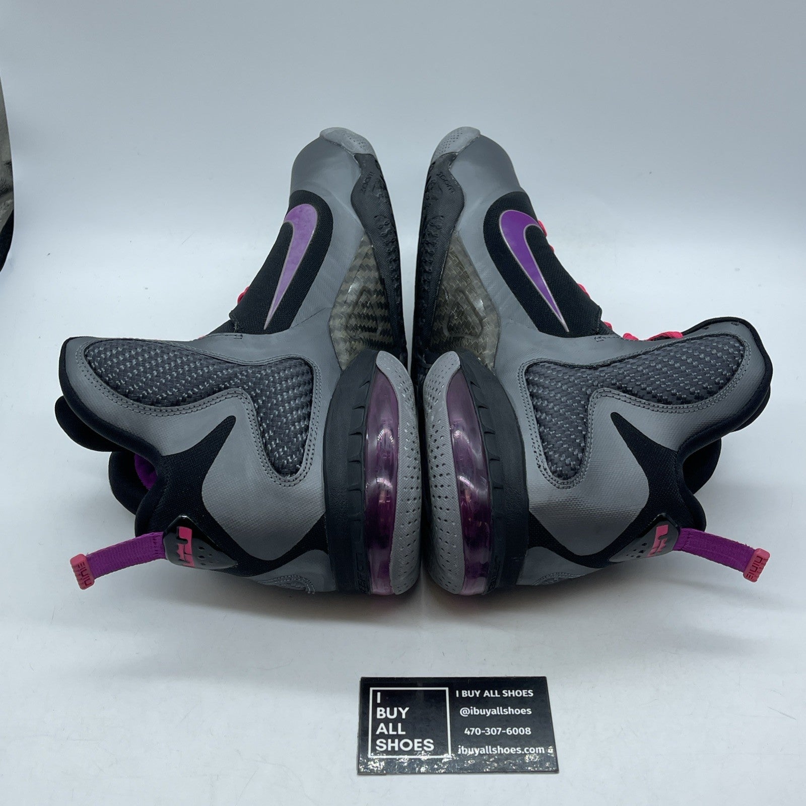 Size 13 - Nike LeBron 9 Miami Nights Grey Purple Black Leather (469764-002)