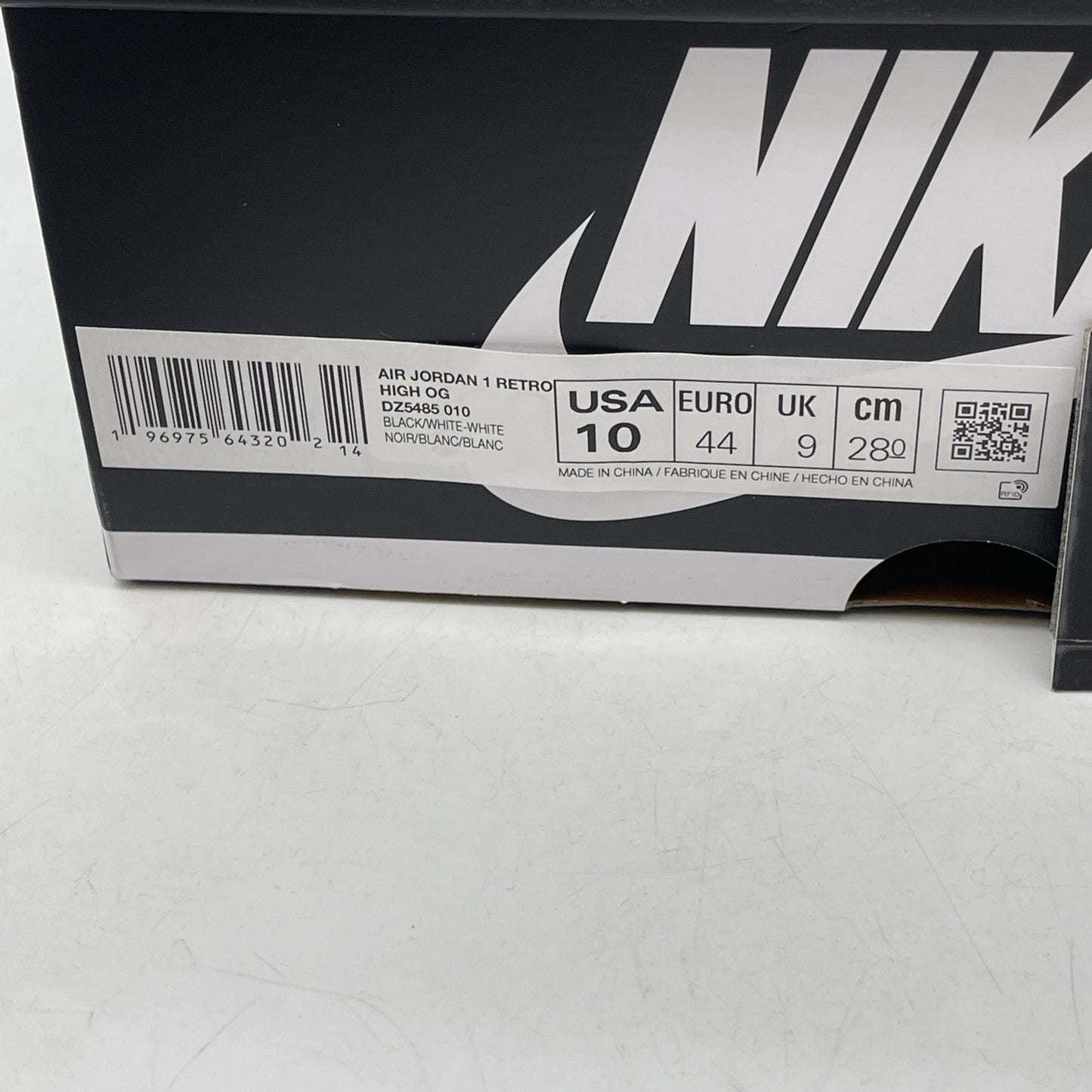 Size 10 - Air Jordan 1 Retro OG High Black White 2.0 Leather (DZ5485-010)