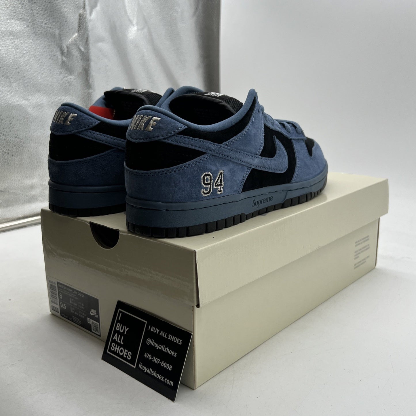 Size 8 - Nike Supreme x Dunk SB Low Ocean Fog (HQ8487-400)