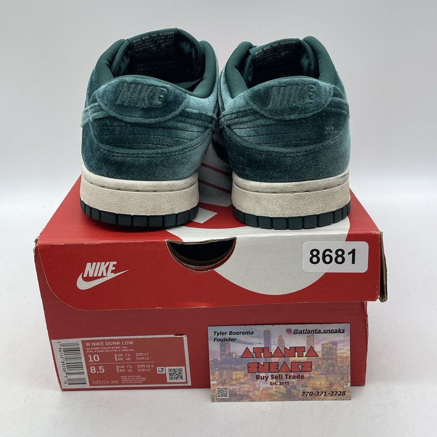 Size 10W - Nike Dunk Low Green Velvet White Suede (DZ5224-300)