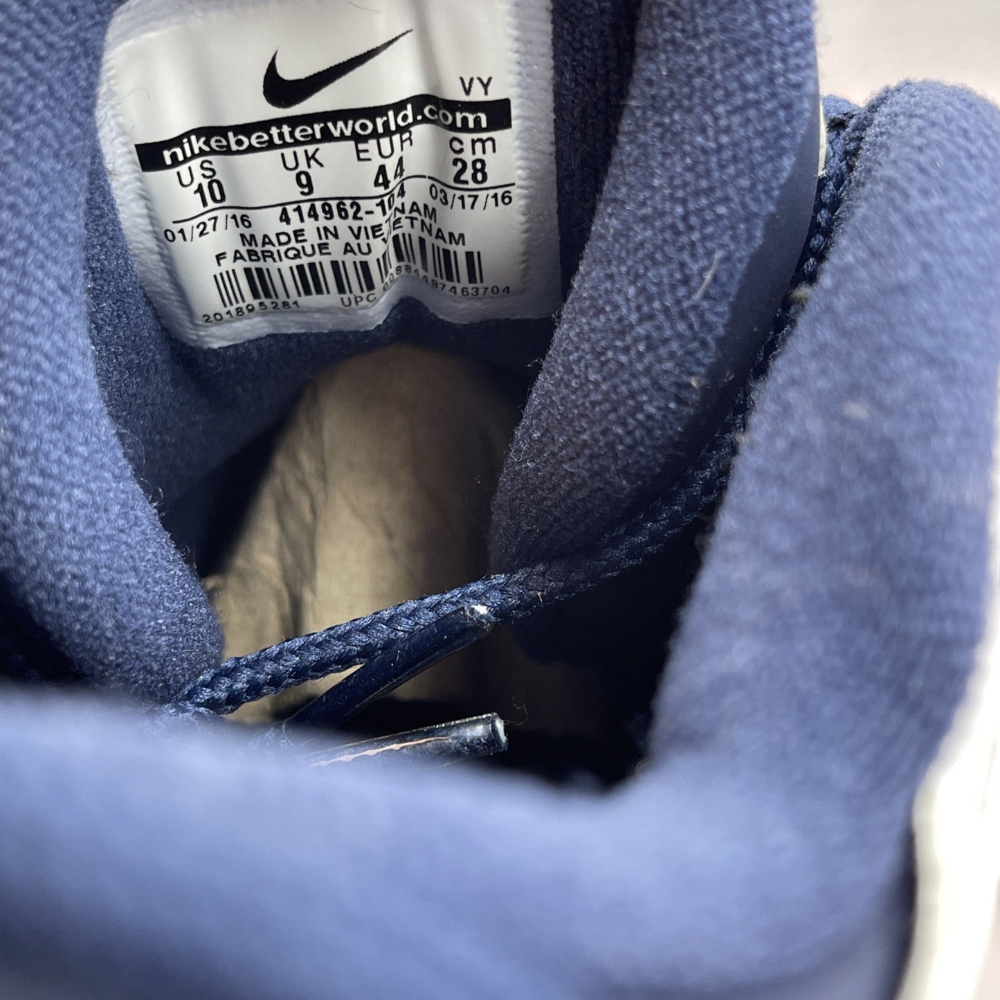 Size 10 - Nike Air More Uptempo 2016 Olympic Blue White Suede (414962-104)