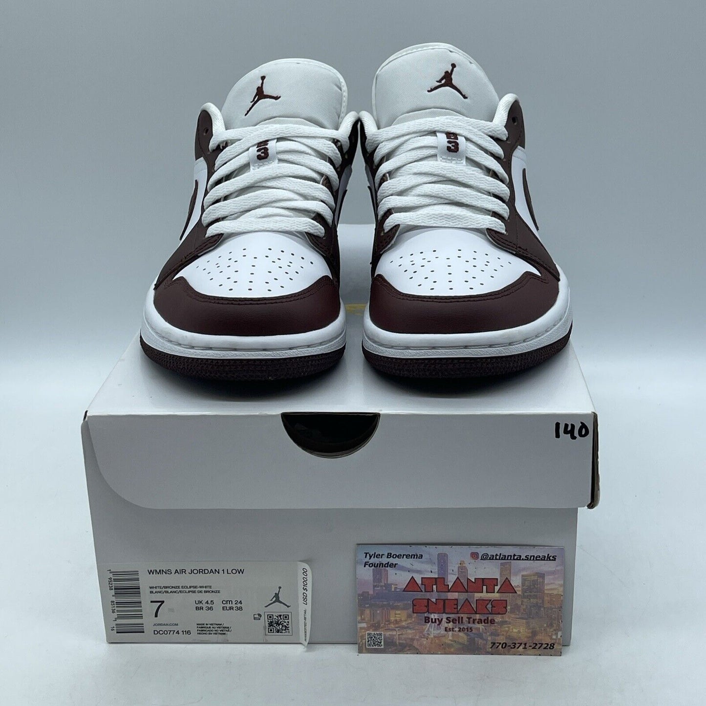 Size 7W - Wmns Air Jordan 1 Low Bronze Eclipse White Brown Leather (DC0774-116)