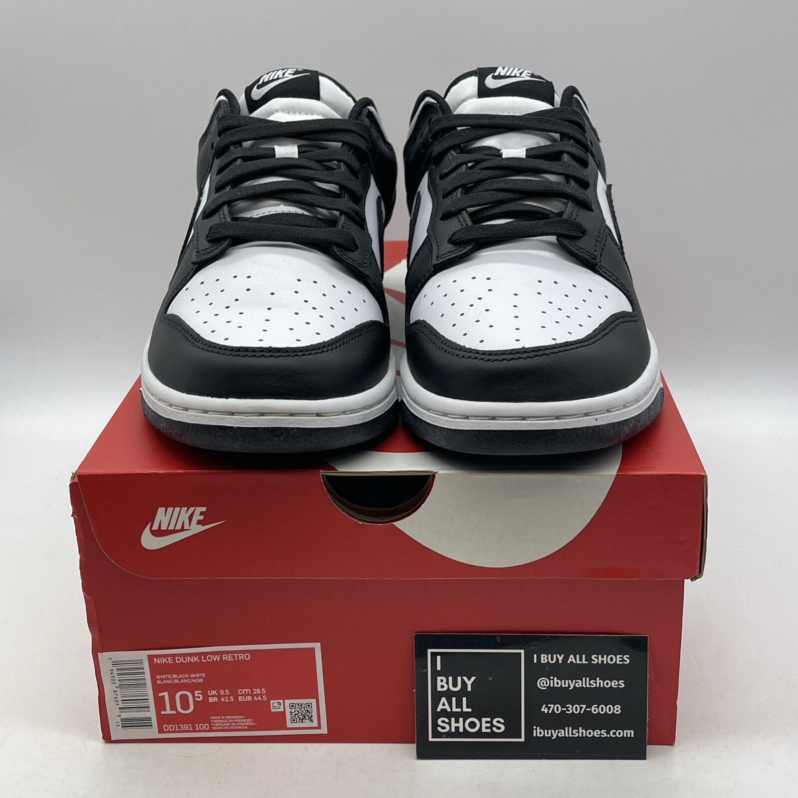 Size 10.5 - Nike Dunk Low Black White Suede Leather  (DD1391-100)