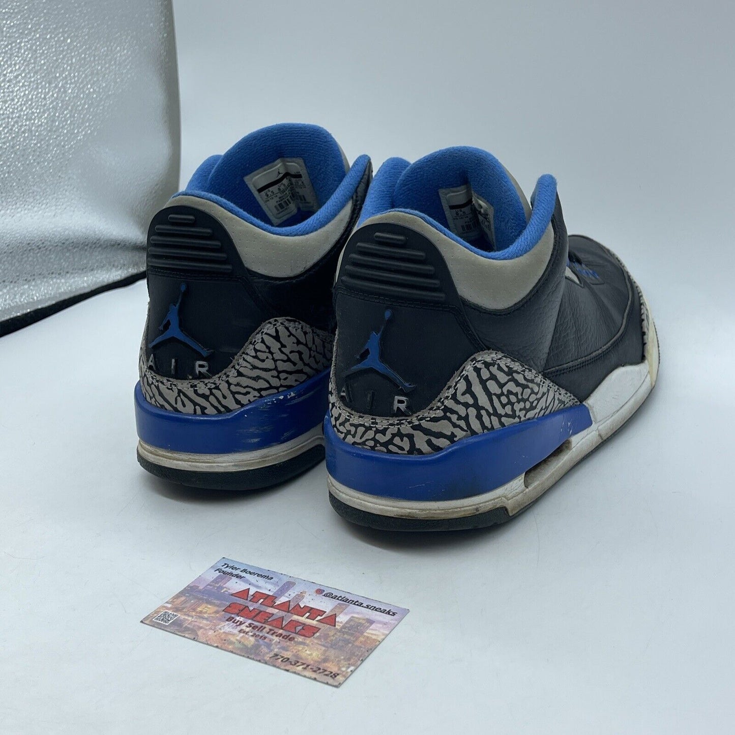 Size 9.5 - Air Jordan 3 Retro Sport Blue Black Leather Grey Suede (136064-007)