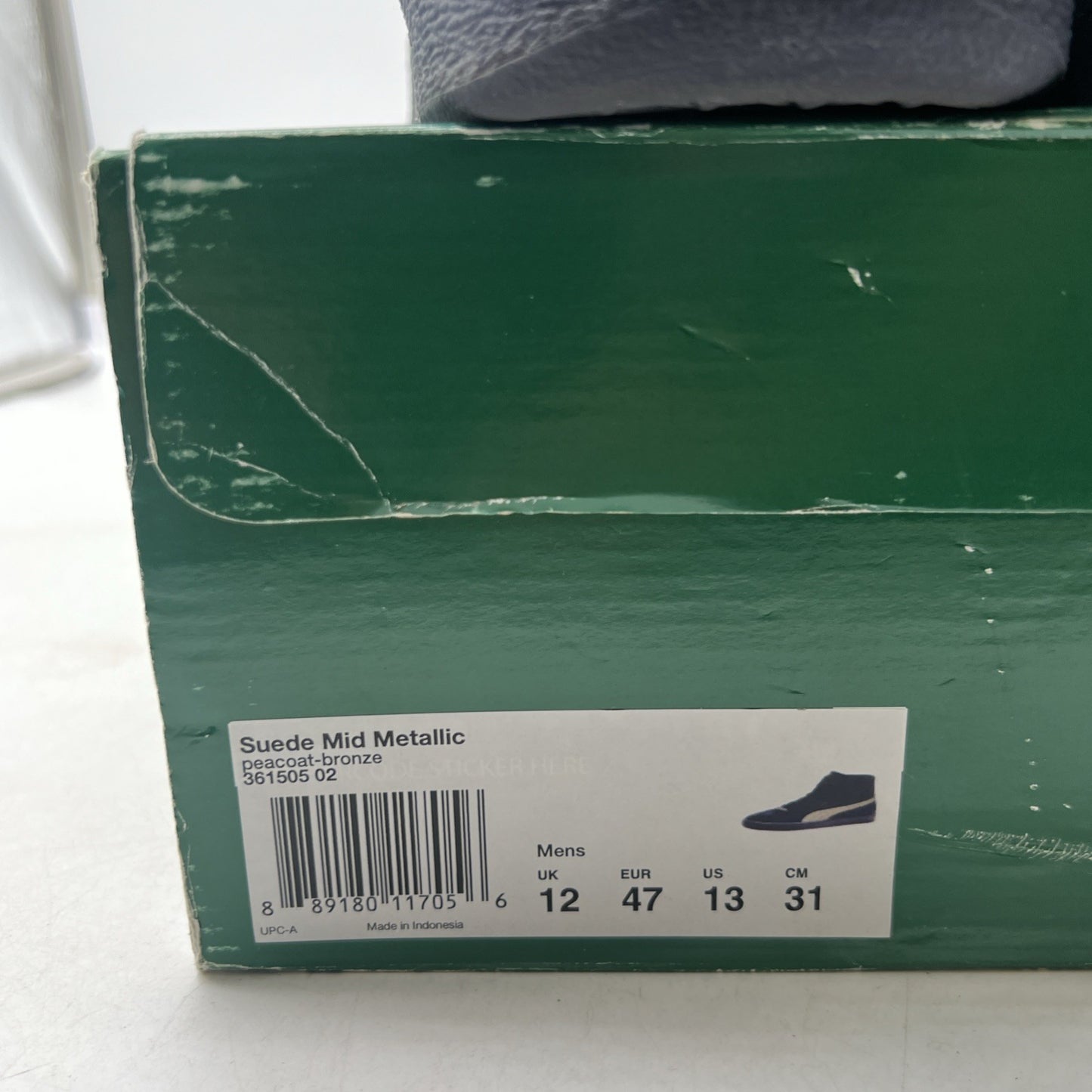 Size 12 - Blue Navy Puma Suede Classic Mid Blue Gum Mid-Top (361505-02)