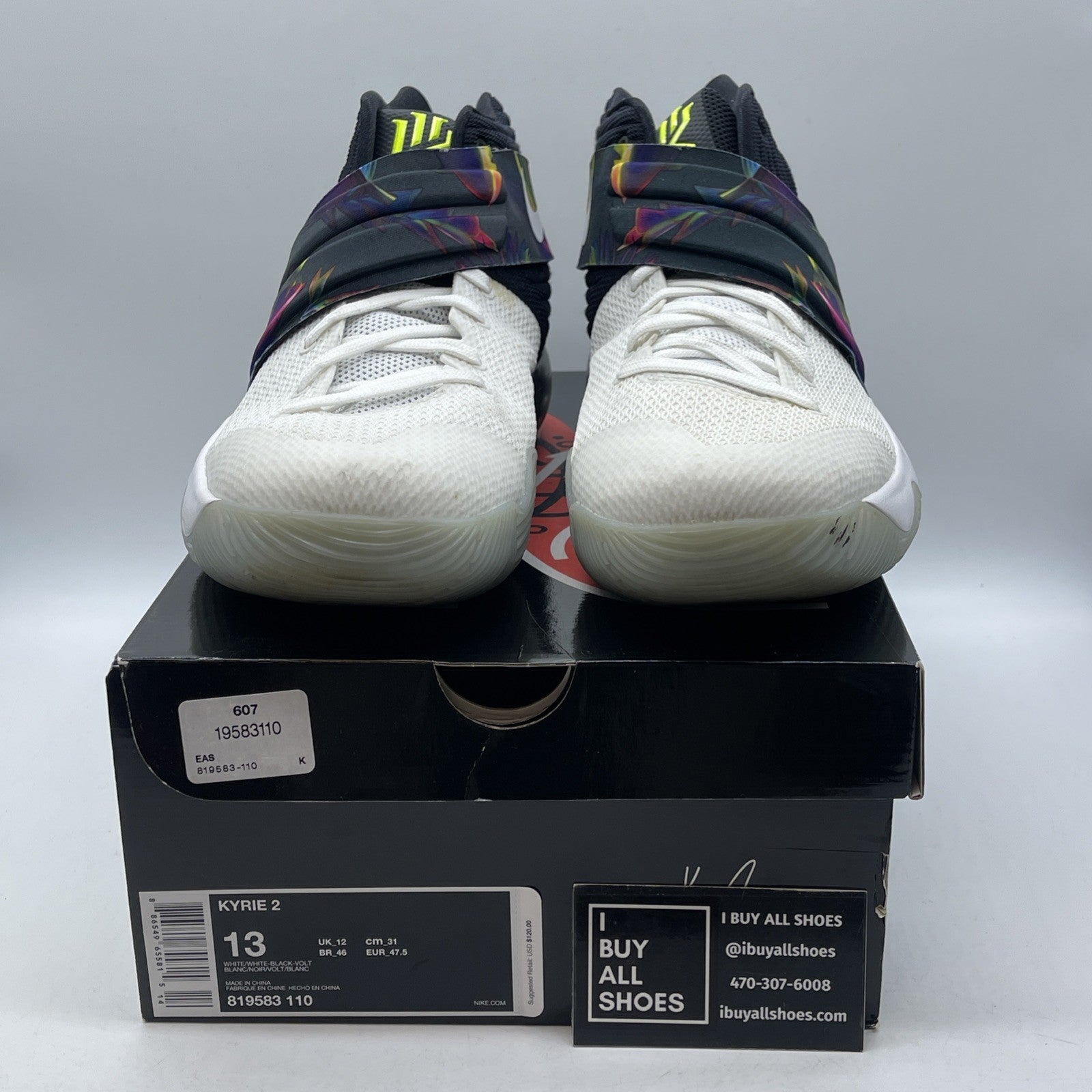 Size 13 - Nike Kyrie 2 Parade White Black Yellow Suede Leather (819583-110)