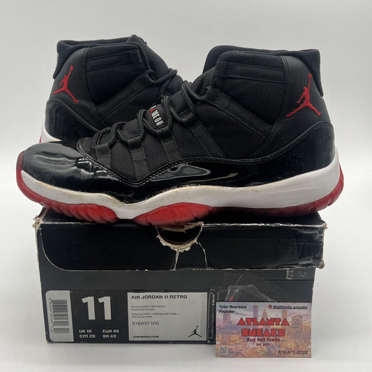 Size 11 - Jordan 11 Retro Bred 2012 Black White Red Leather (378037-010)