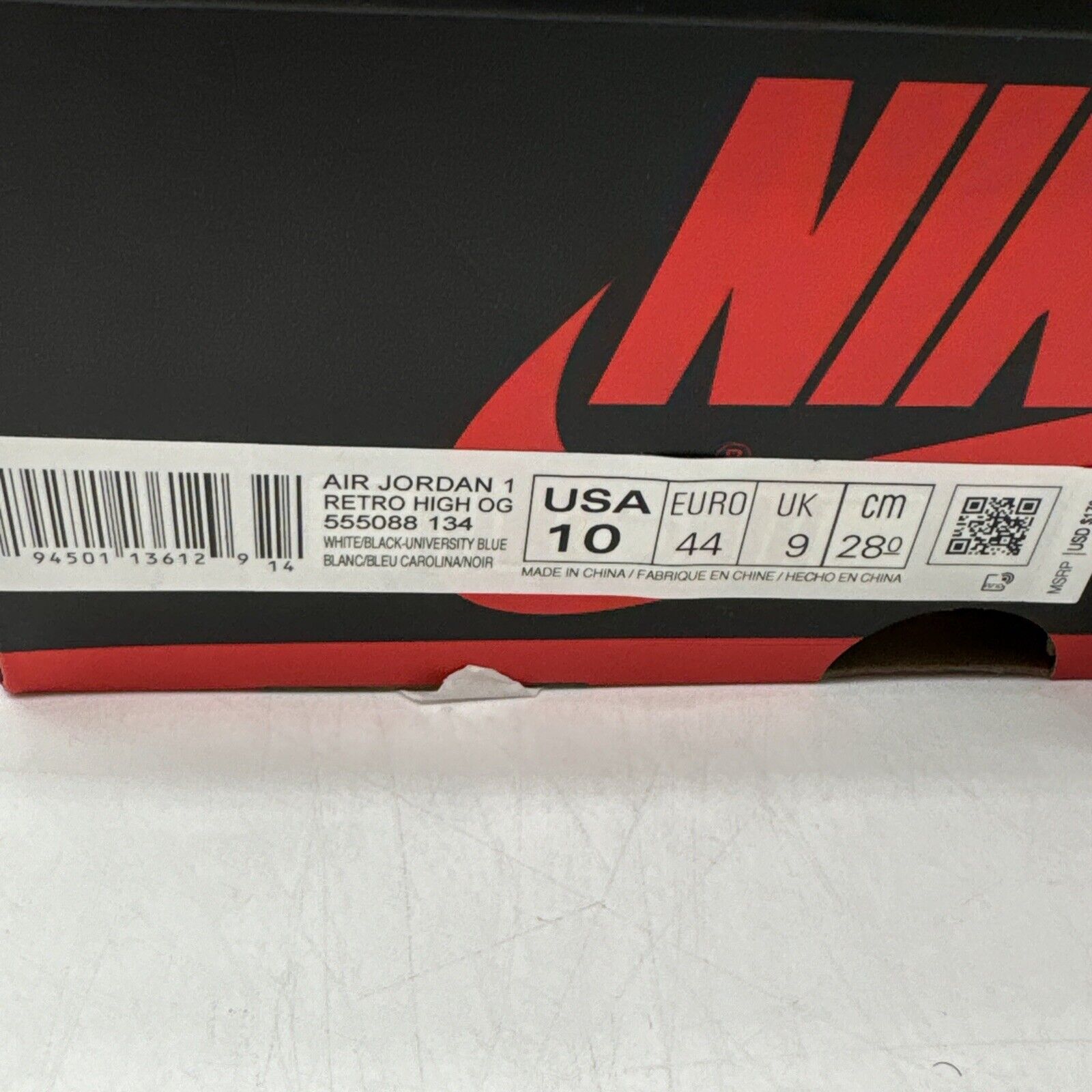 Size 10 - Jordan 1 Retro OG High University Blue Unc Vnds OG All Suede Leather