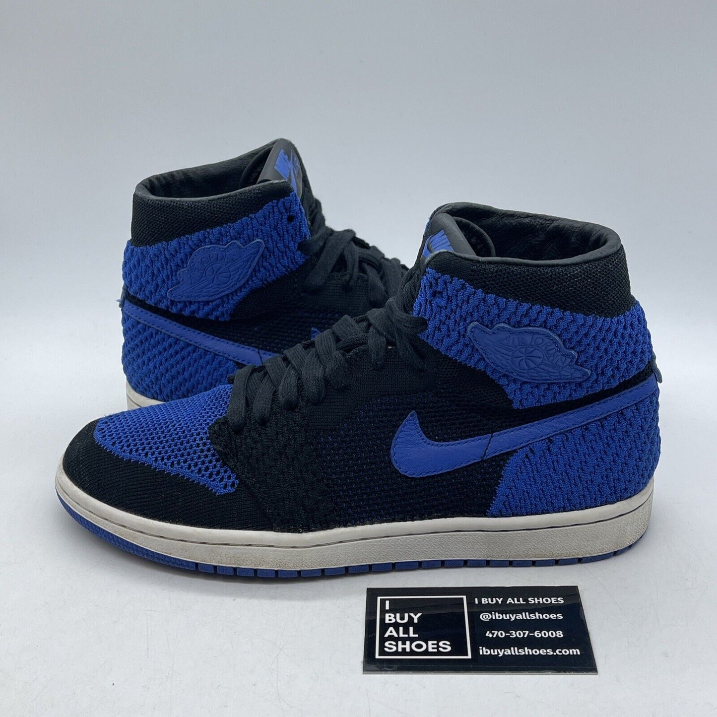 Size 8 - Air Jordan 1 Retro OG Flyknit High Royal Blue Black Suede (919704–006)