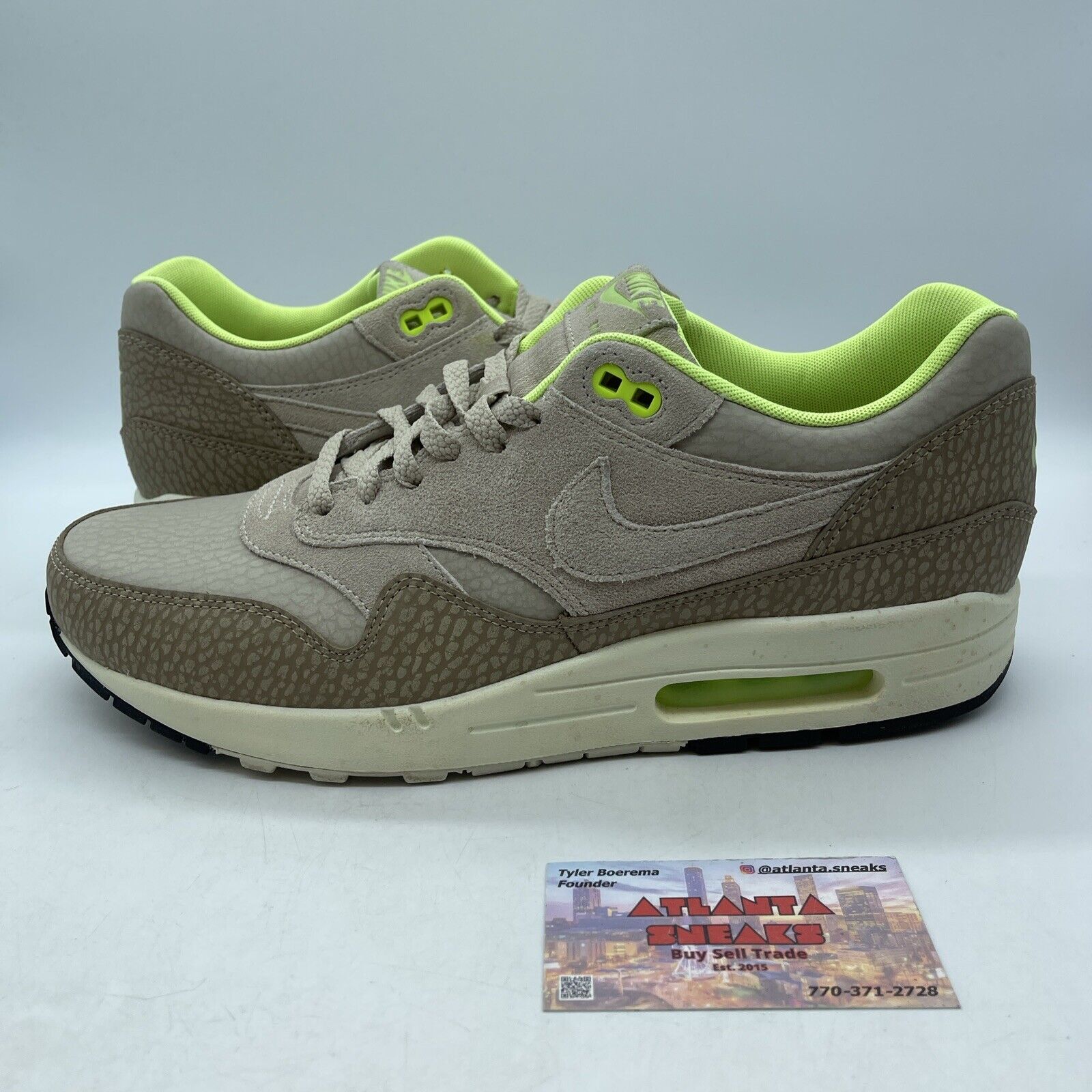 Size 12 - Nike Air Max 1 Prm String Green Tan (512033-203)