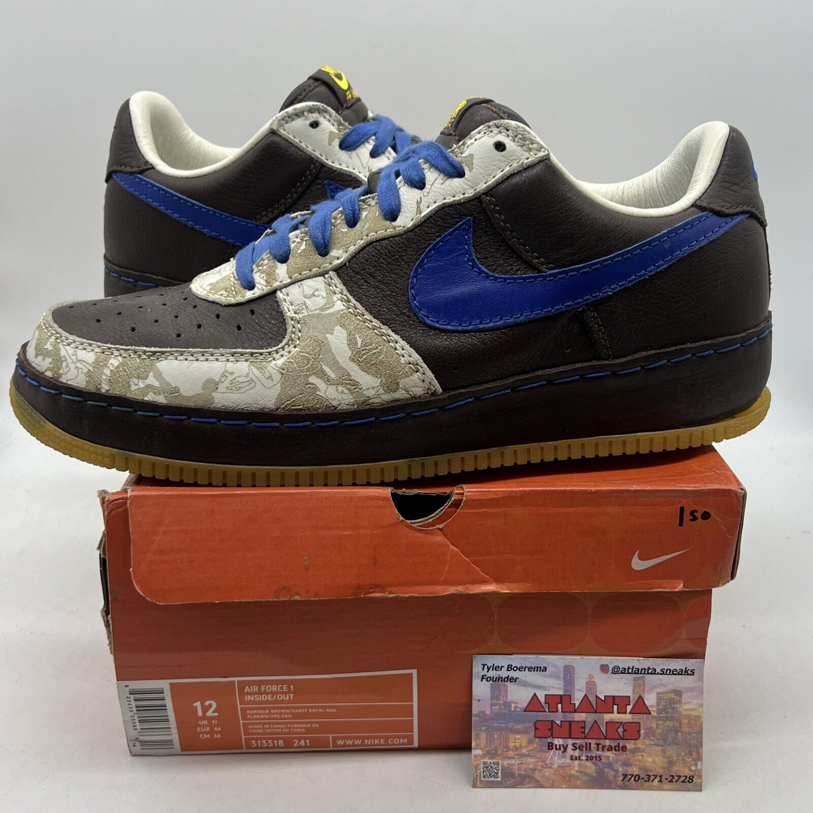 Size 12 - Nike Air Force 1 Inside/Out Brown Blue Leather (313318-241)