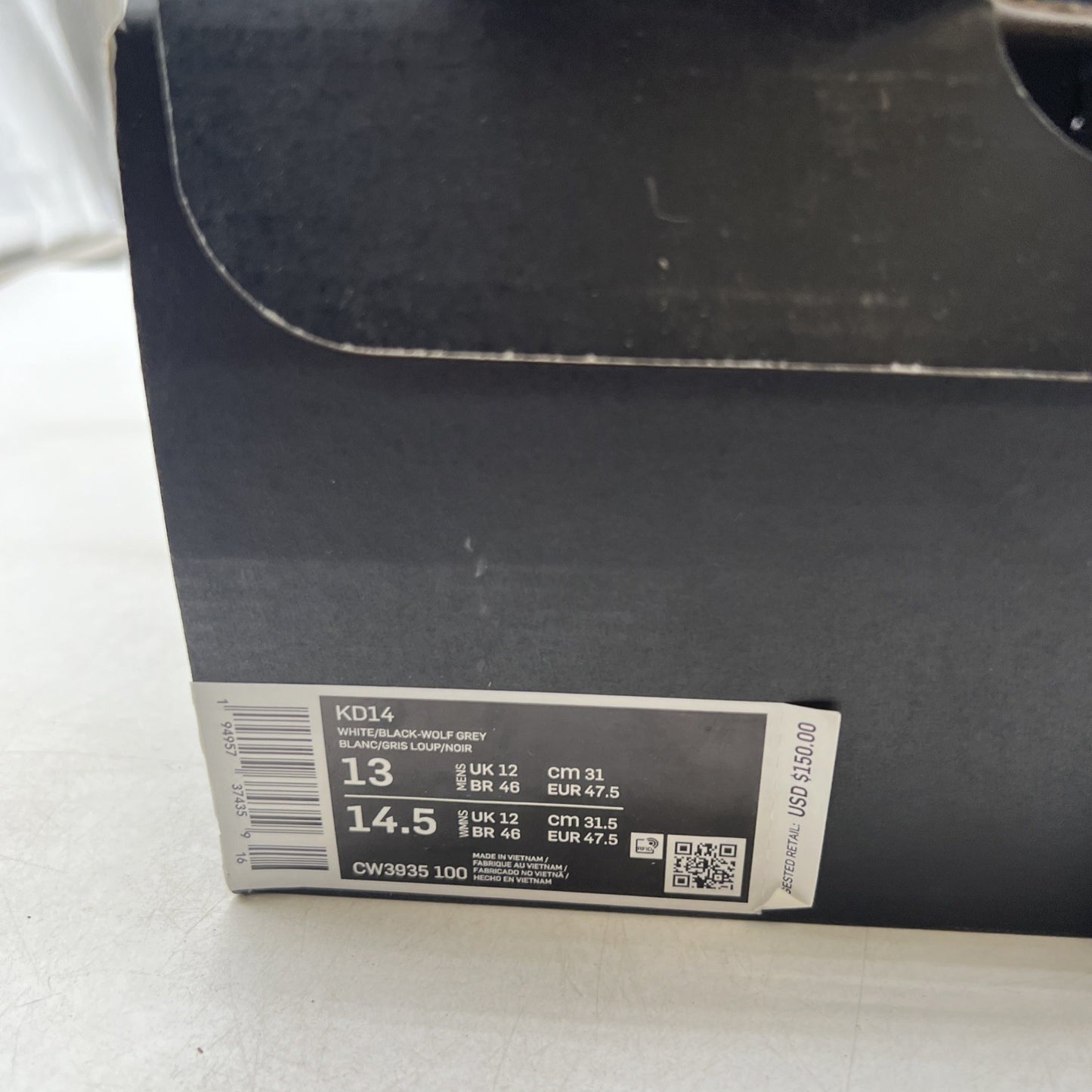 Size 13 - Nike KD 14 'Home' White Wolf Grey (CW3935-100)