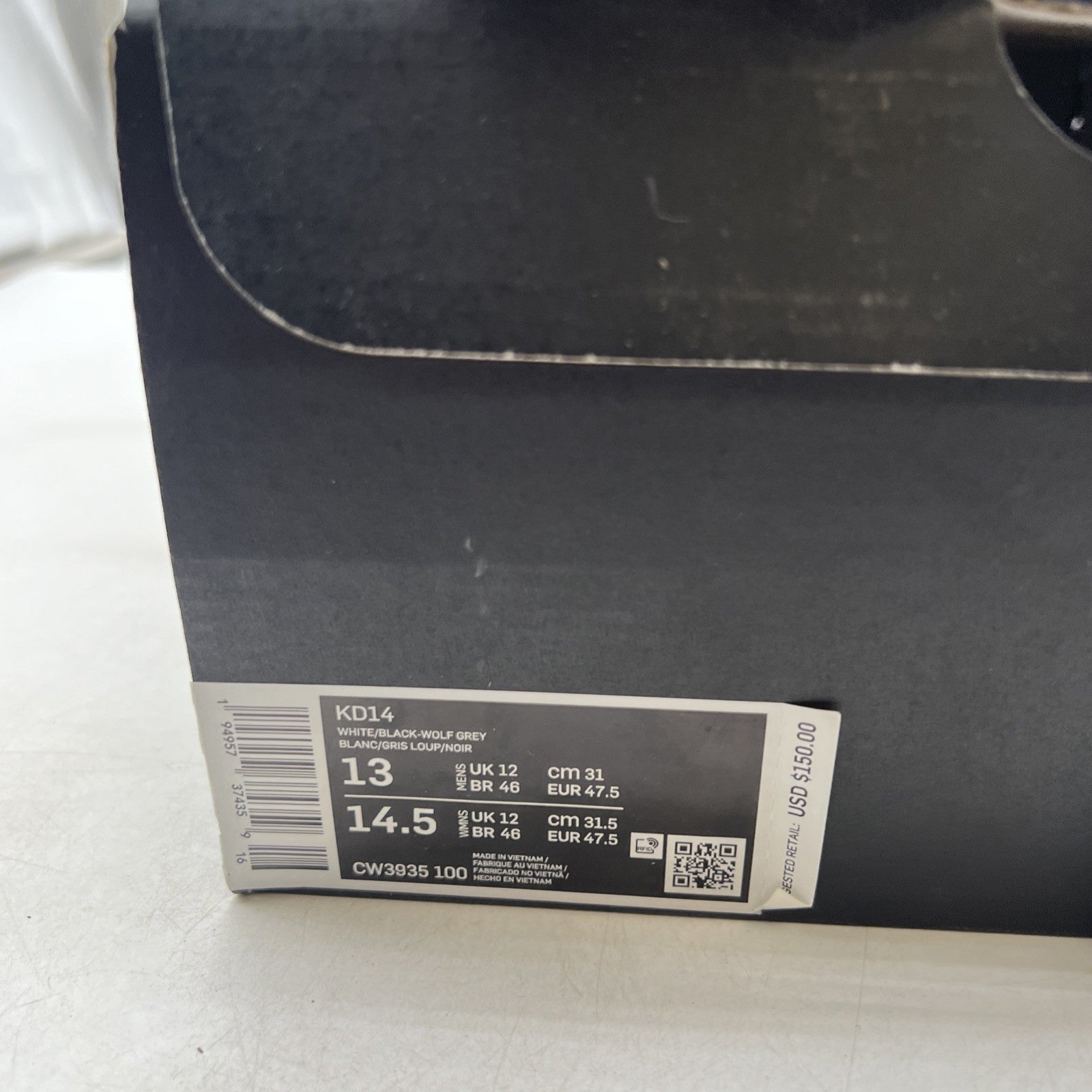 Size 13 - Nike KD 14 'Home' White Wolf Grey (CW3935-100)