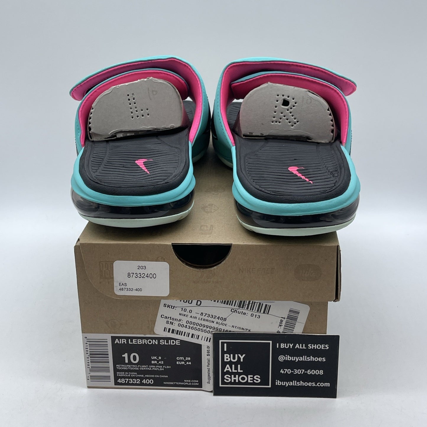 Size 10 - Nike Air LeBron Slide 'South Beach' Suede Leather (487332-400)