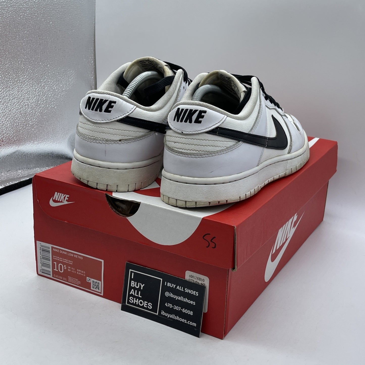Size 10.5 - Nike Dunk Low Reverse Panda Black White Leather (DJ6188-101)