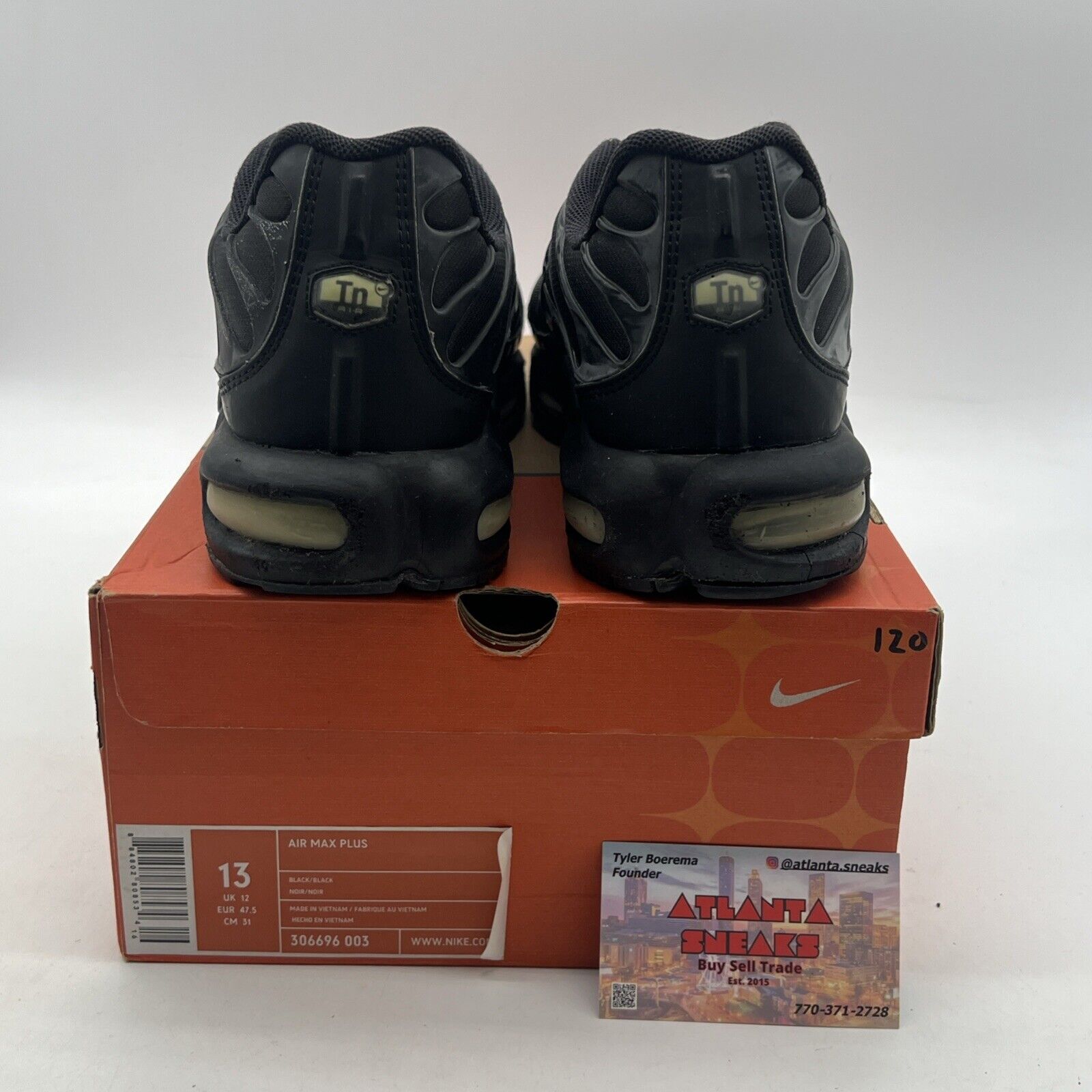 Size 13 - Nike Air Max Plus Low Triple Black Running (306696-003)
