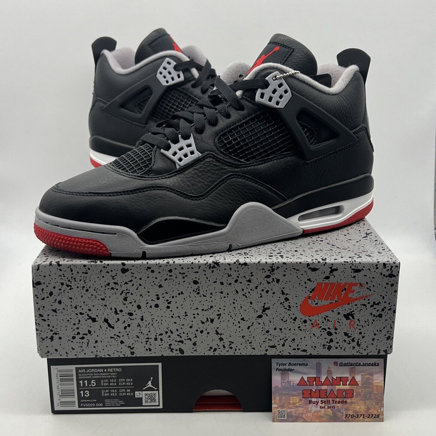 Size 11.5 - Air Jordan 4 Retro Bred Reimagined Black Red Grey (FV5029-006)