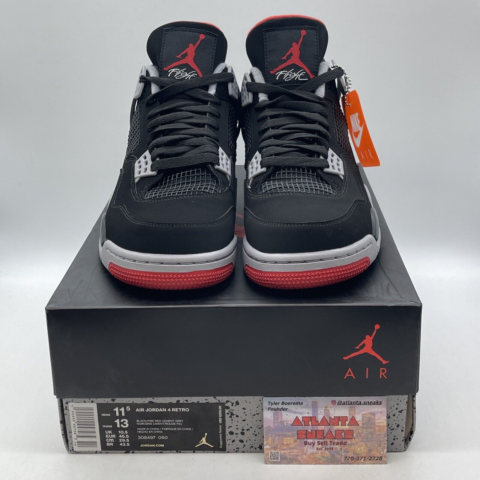 Size 11.5 - Jordan 4 Retro OG Mid Bred 2019 Black Suede Red Grey (308497-060)