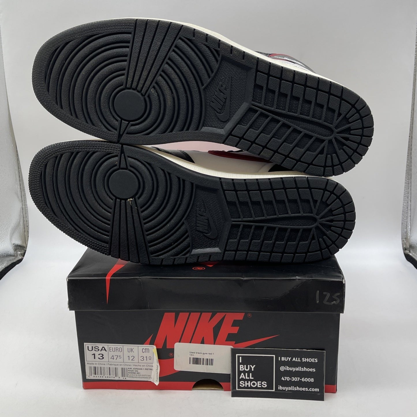 Size 13 - Jordan 1 Retro High OG Gym Red Black White Leather (555088-061)