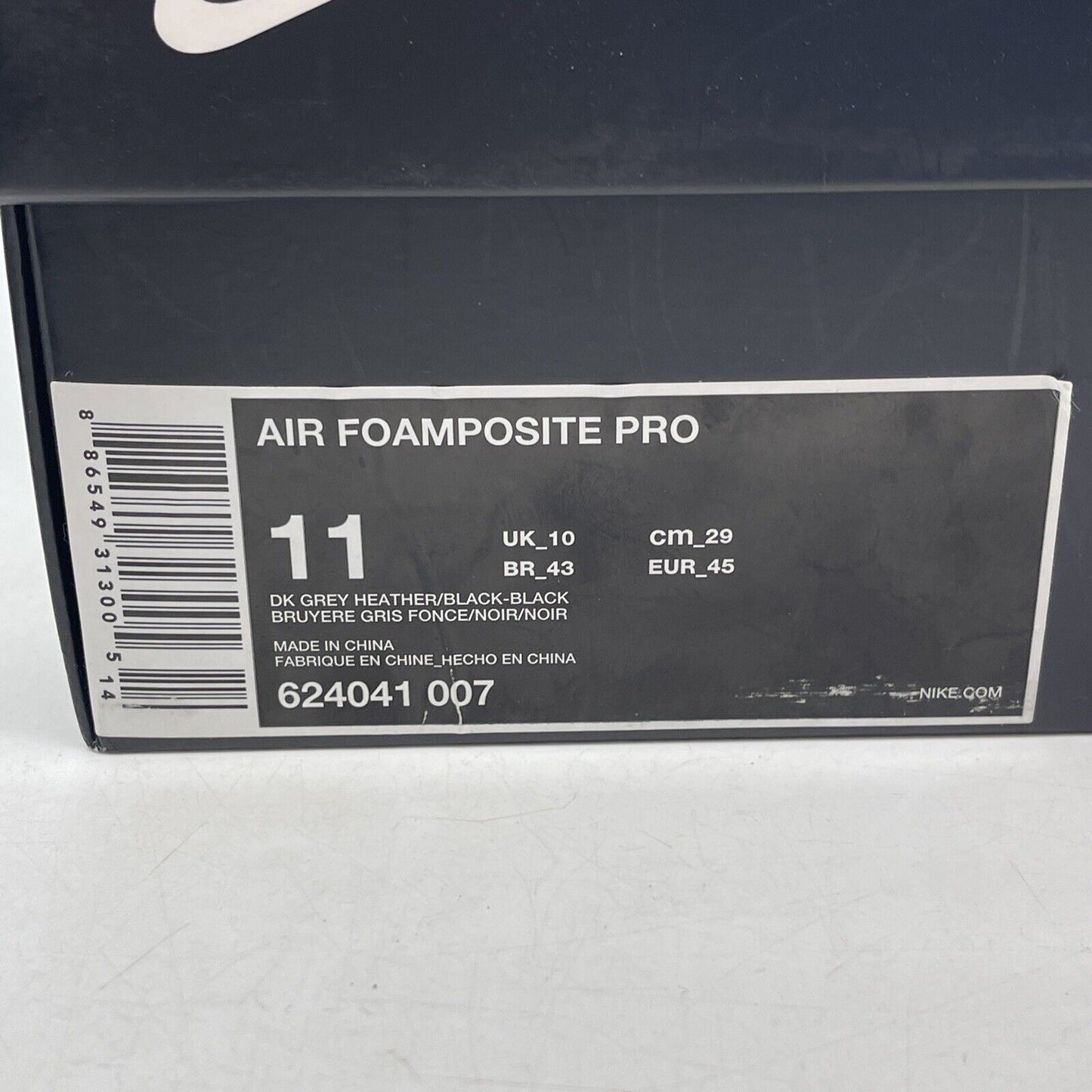 Size 11 - Nike Air Foamposite Pro Wool Fleece Grey Black Suede (624041-007)