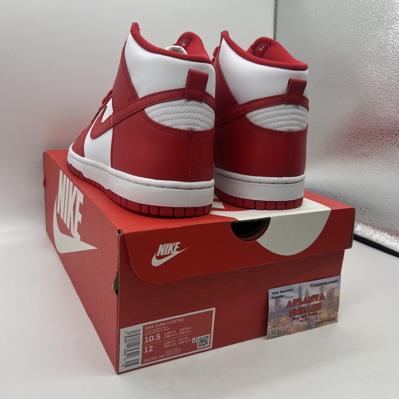 Size 10.5 - Nike Dunk High University Red Brand New Og All White