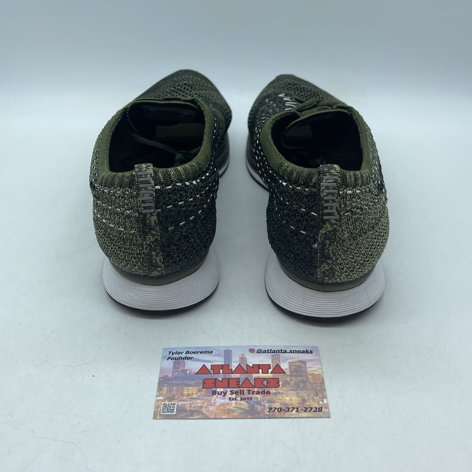 Size 11 - Nike Flyknit Racer Earth Tones Green Black White Suede (862713-300)