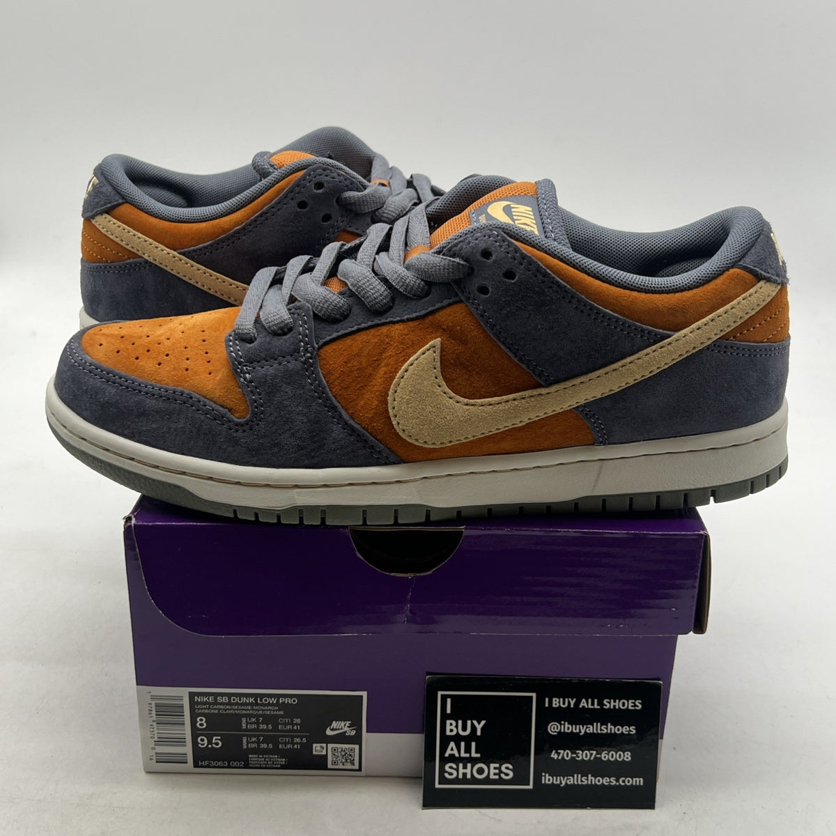 Size 8 - Nike Dunk SB Low Light Carbon Monarch (HF3063-002)