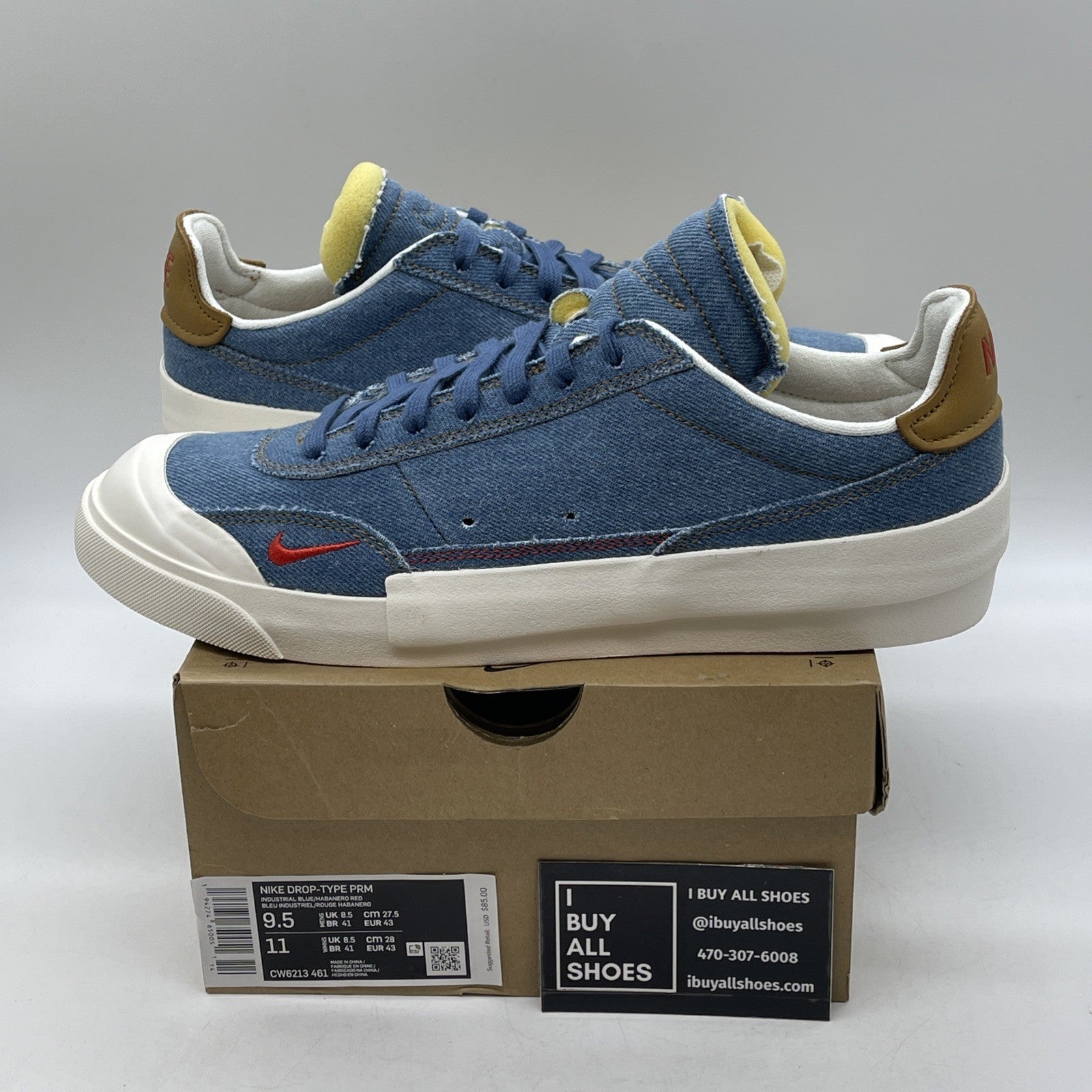 Size 9.5 - Nike Drop Type Premium Denim Suede (CW6213-461)