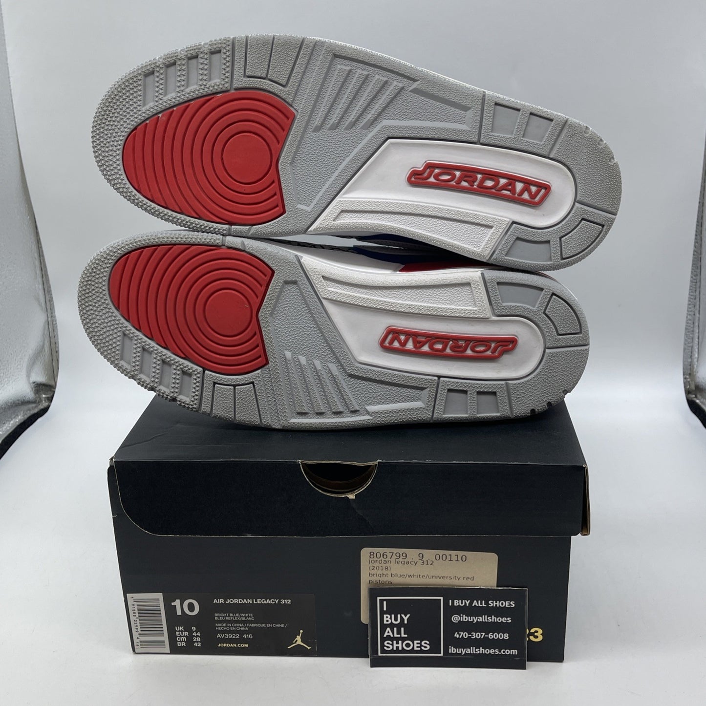 Size 10 - Air Jordan Legacy 312 Pistons Blue Grey Suede (AV3922-416)