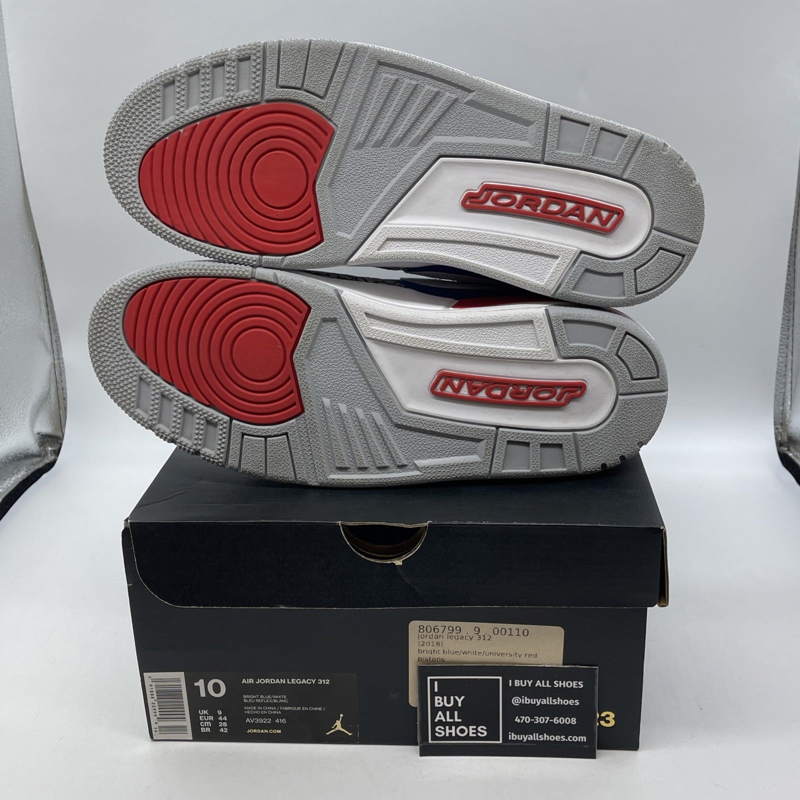 Size 10 - Air Jordan Legacy 312 Pistons Blue Grey Suede (AV3922-416)