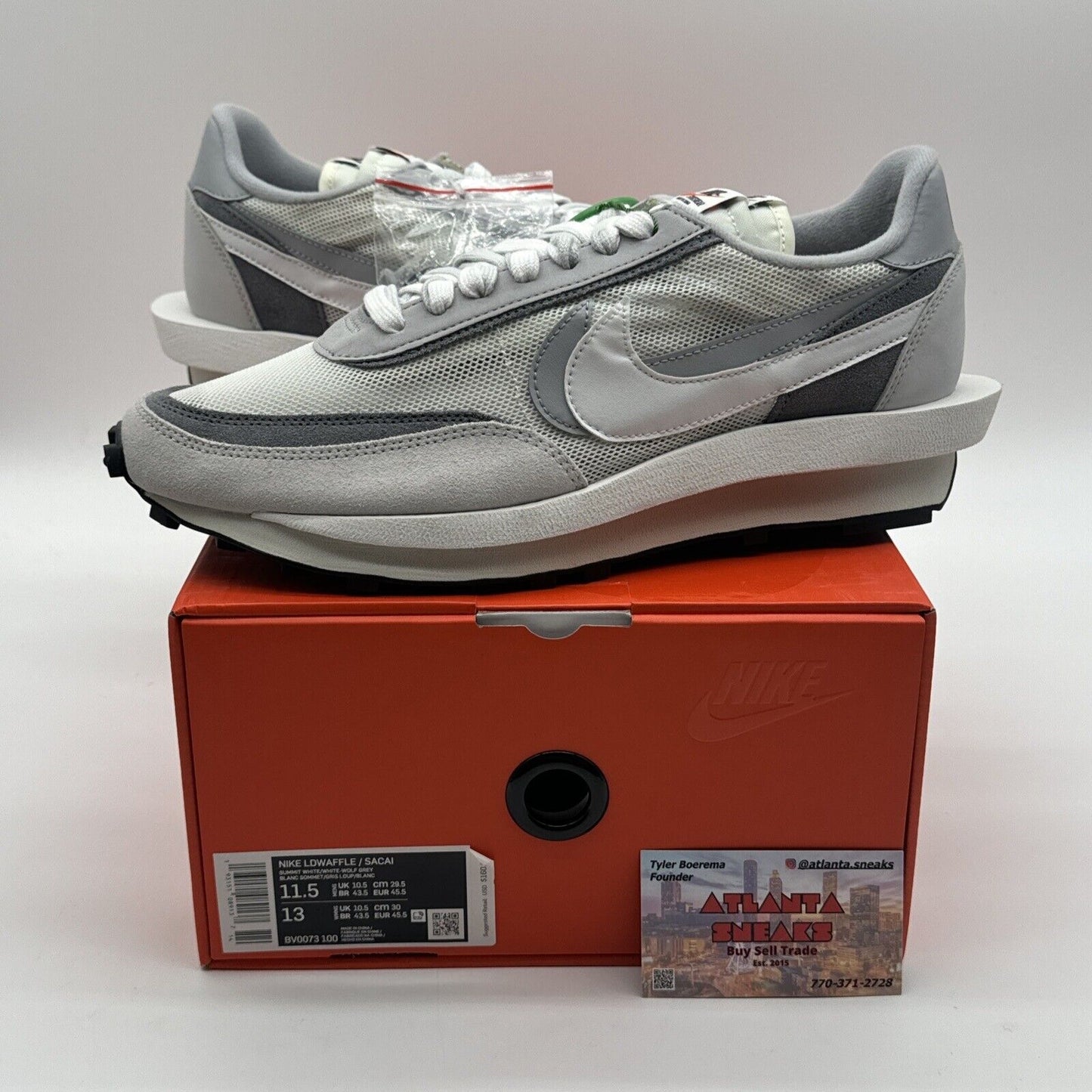 Size 11.5 - Nike LDWaffle x Sacai Summit White 2019 Grey Suede White Netting