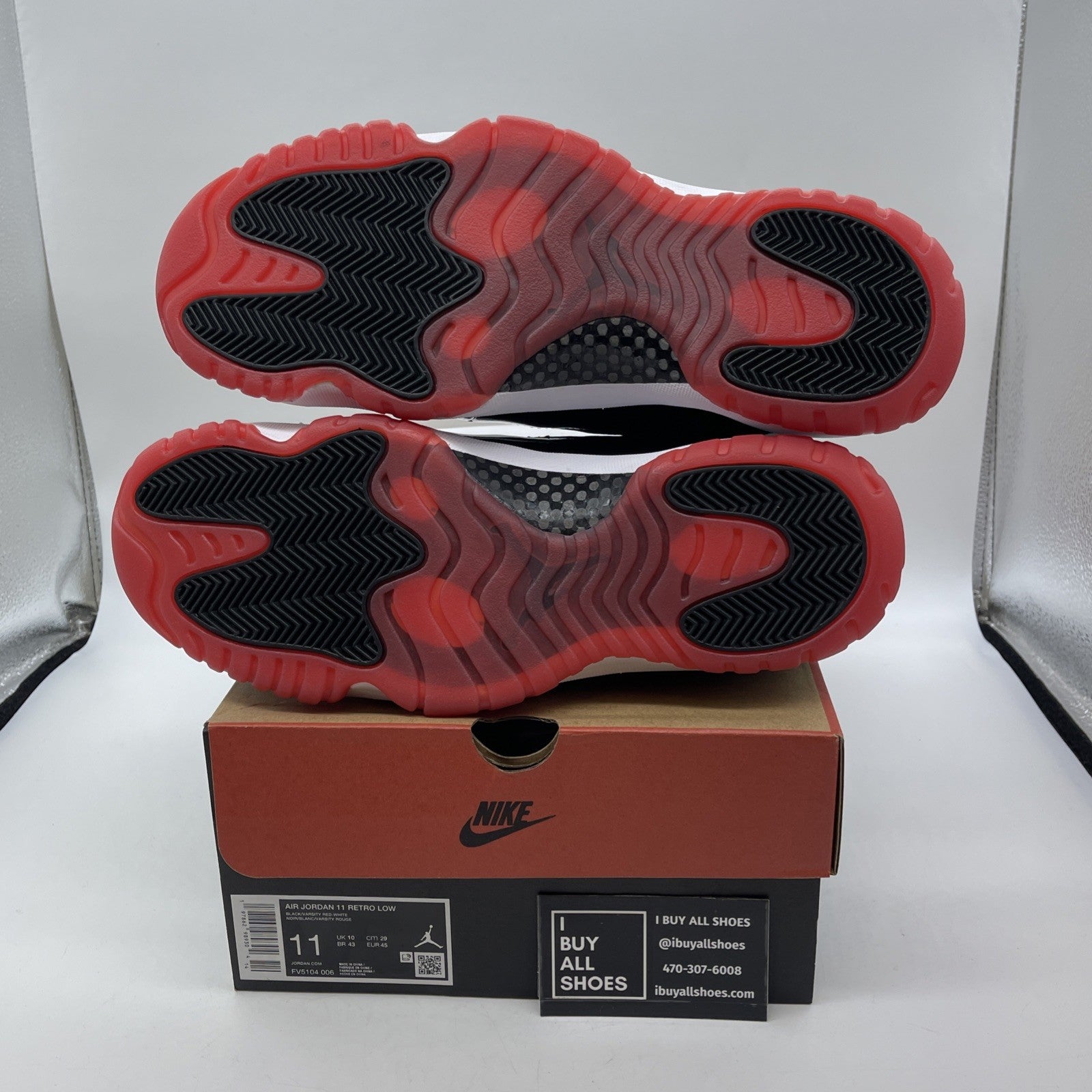 Size 11 - Air Jordan 11 Retro 2025 Low Bred Black Leather (FV5104-006)