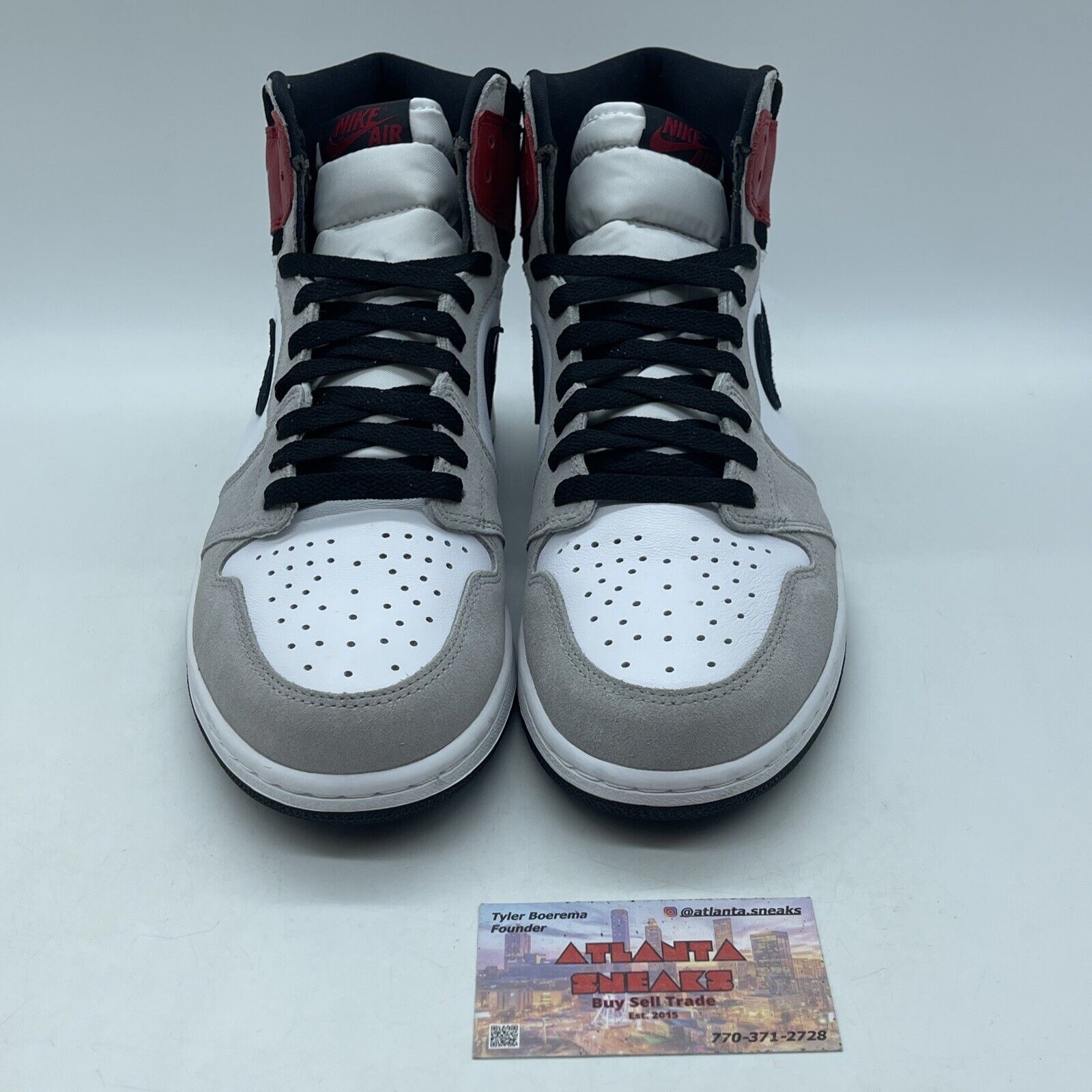 Size 10 - Jordan 1 Retro High OG Smoke Gray Black Suede Red Leather (555088-126)