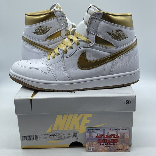 Size 12W - Air Jordan 1 Retro OG High Metallic Gold W White (FD2596-107)