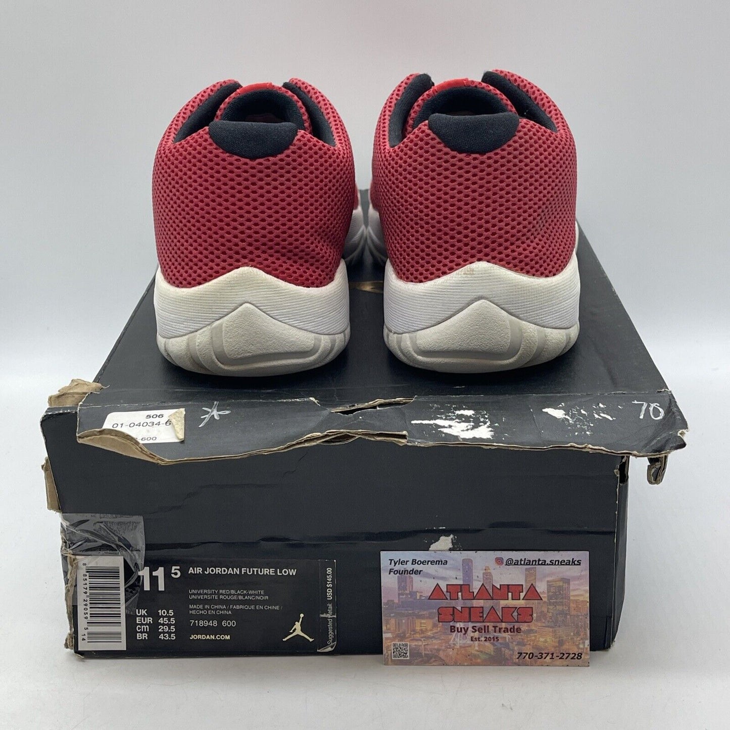 Size 11.5 - Jordan Future 3M Low University Red Black White Suede (718948-600)