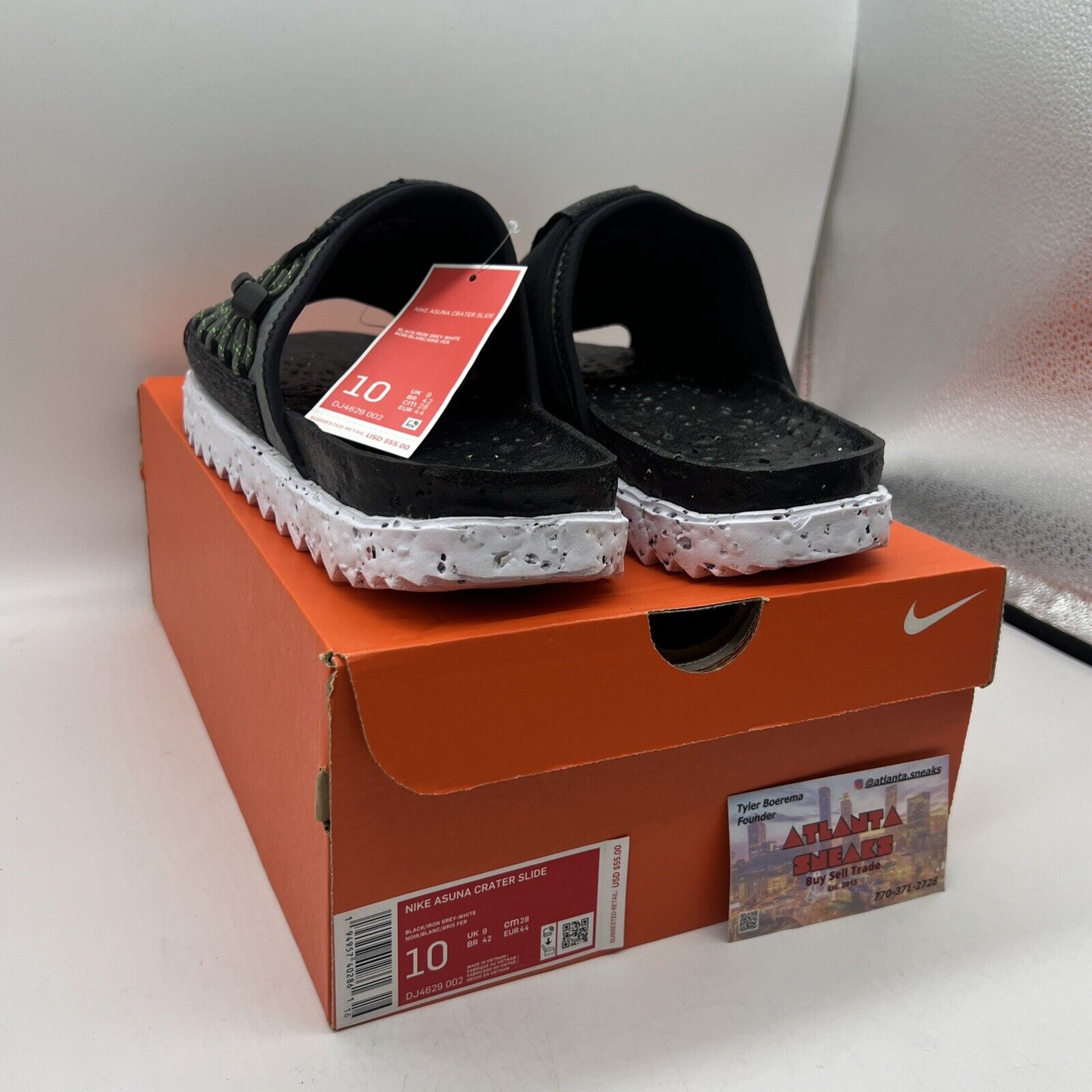 Nike Asuna Crater Slide SE Size 10 Black Grey White Unisex Sandal Slip DJ4629002