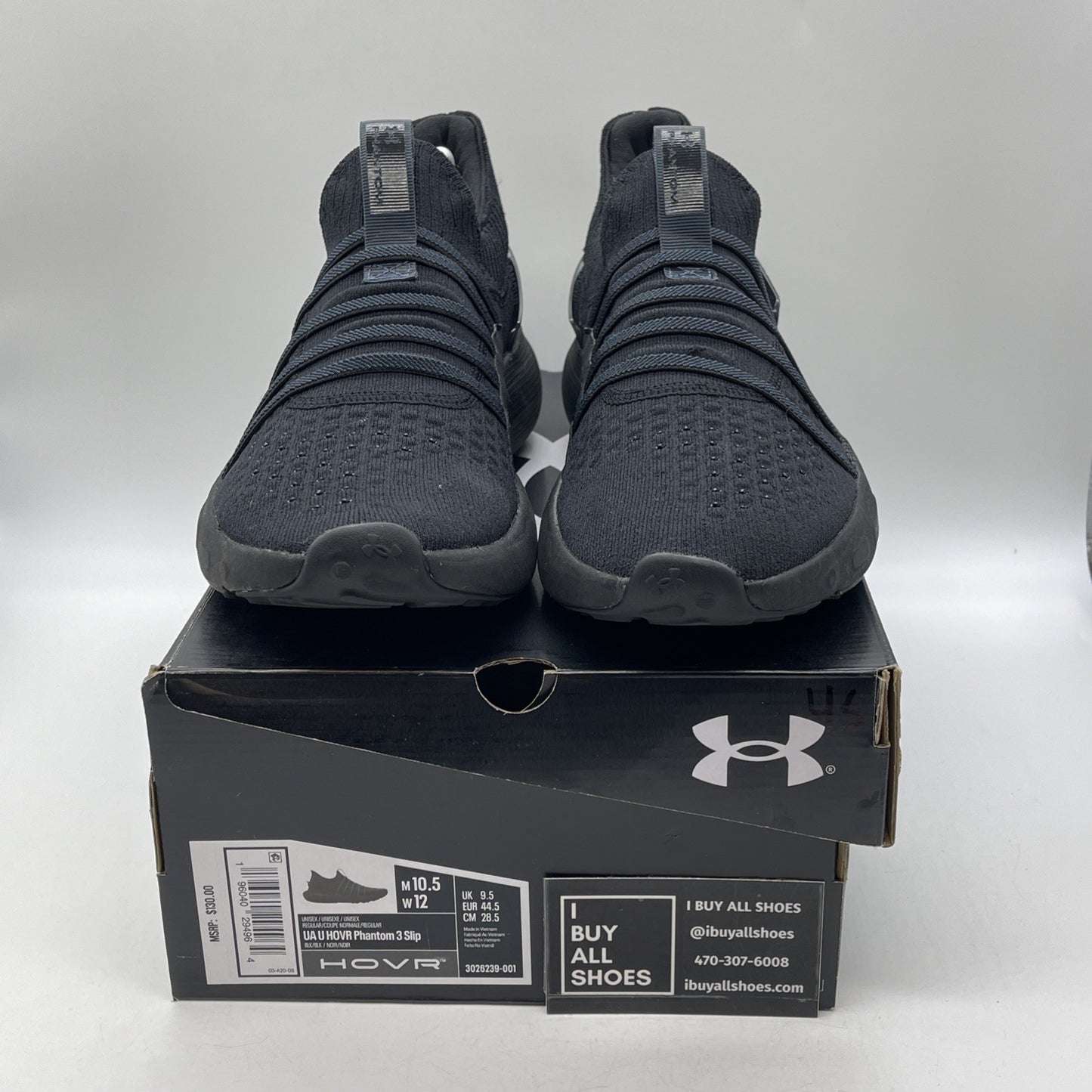 Size 12W - Under Armour HOVR Phantom 3 Slip Triple Black Suede (3026239-001)