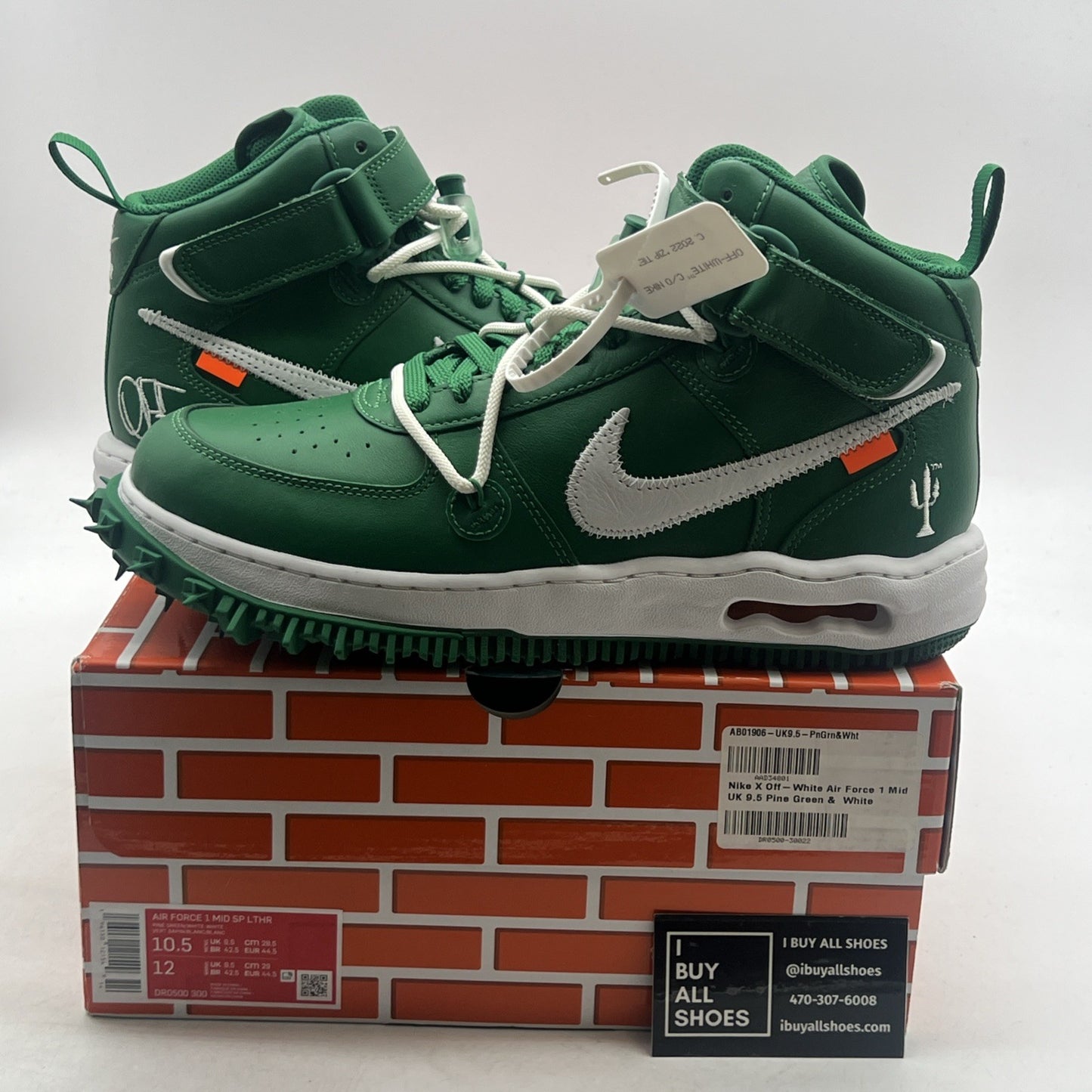 Size 10.5 - Off-White x Nike Air Force 1 SP Leather Mid Pine Green (DR0500-300)
