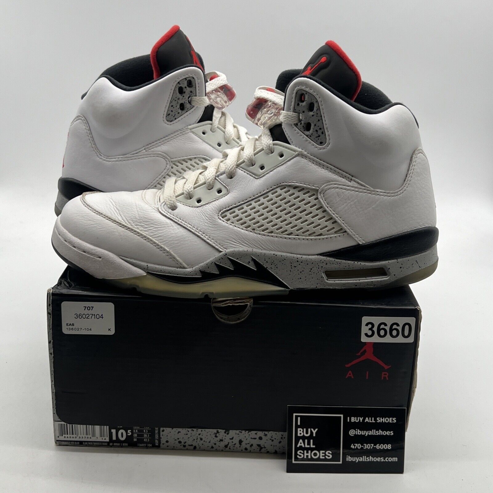 Size 10.5 - Air Jordan 5 Retro White Cement (136027-104)