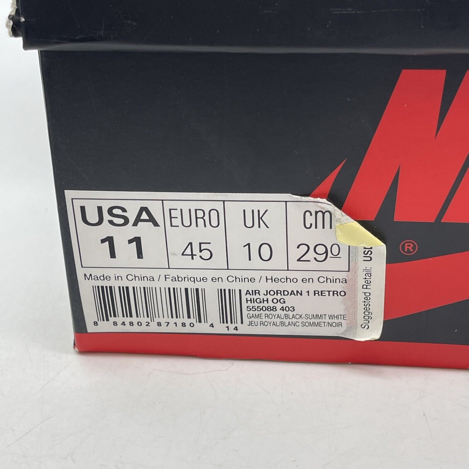 Size 11 - Jordan 1 Retro High OG Game Royal White Blue  Leather (555088-403(