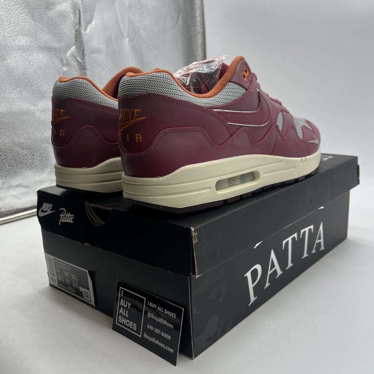 Size 14 - Nike Patta x Air Max 1 Rush Maroon (DO9549-001)