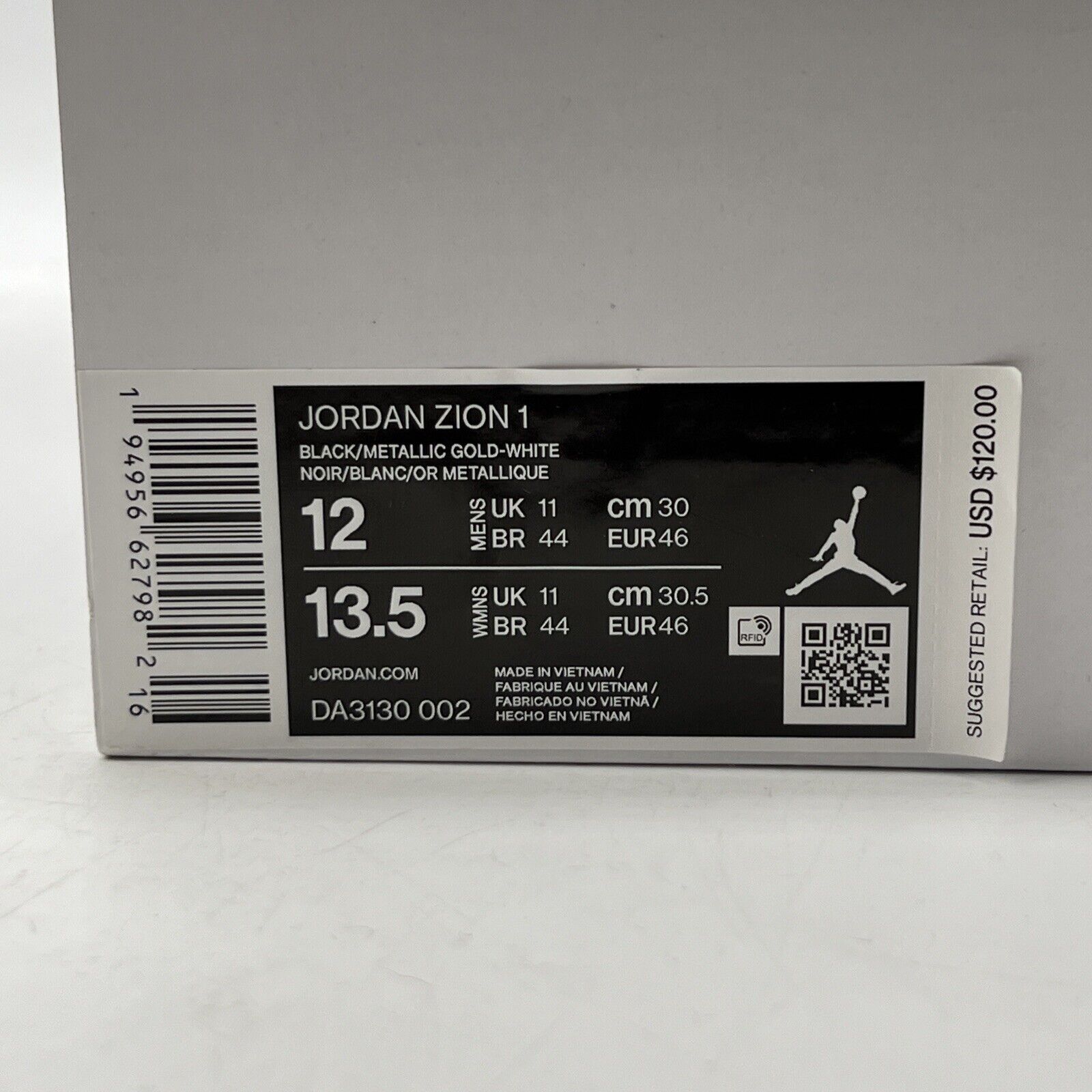 Size 12 - Air Jordan Zion 1 Gen Zion Black White Icey (DA3130-002)