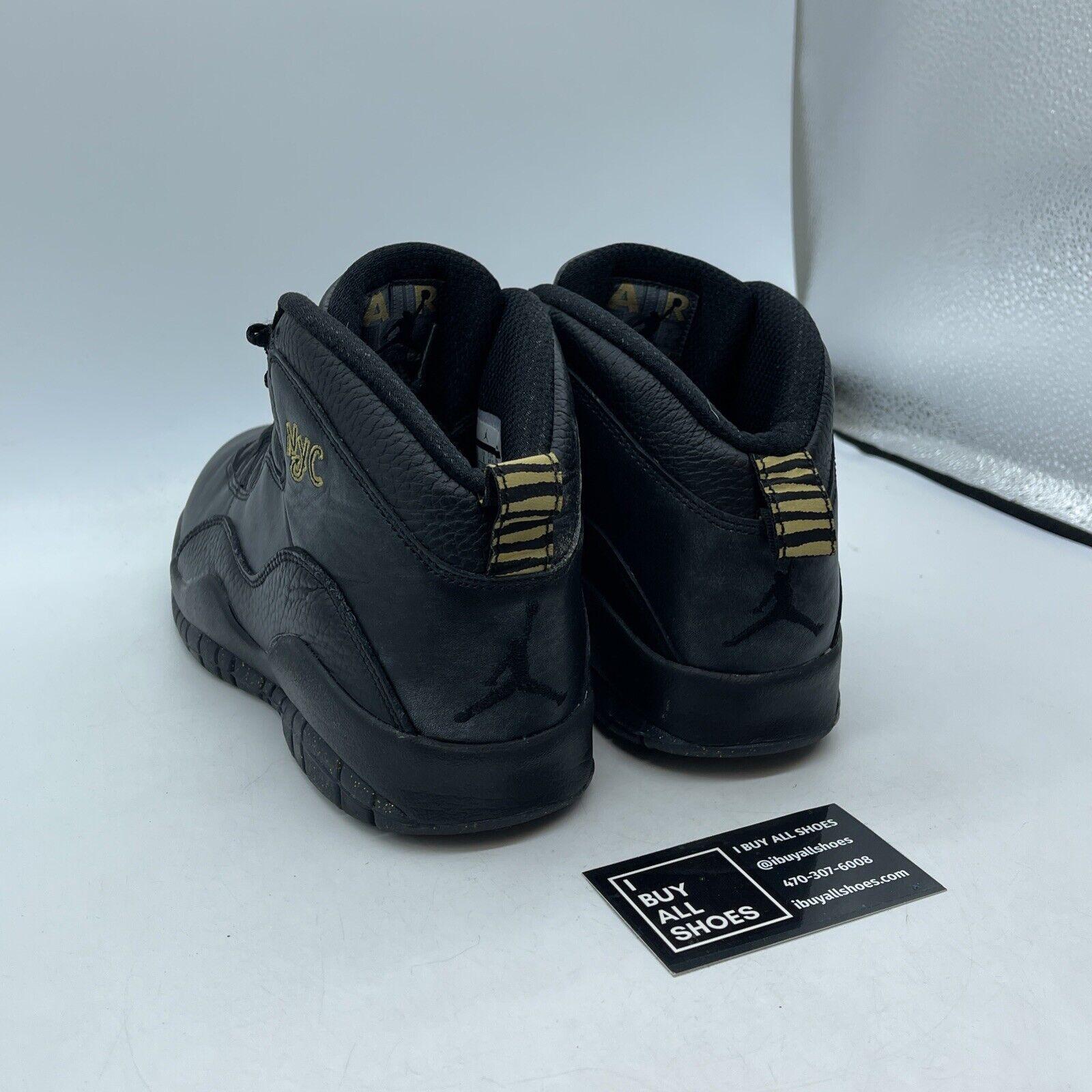 Size 9 - Air Jordan 10 Retro NYC Black Gold Leather Suede (310805-012)