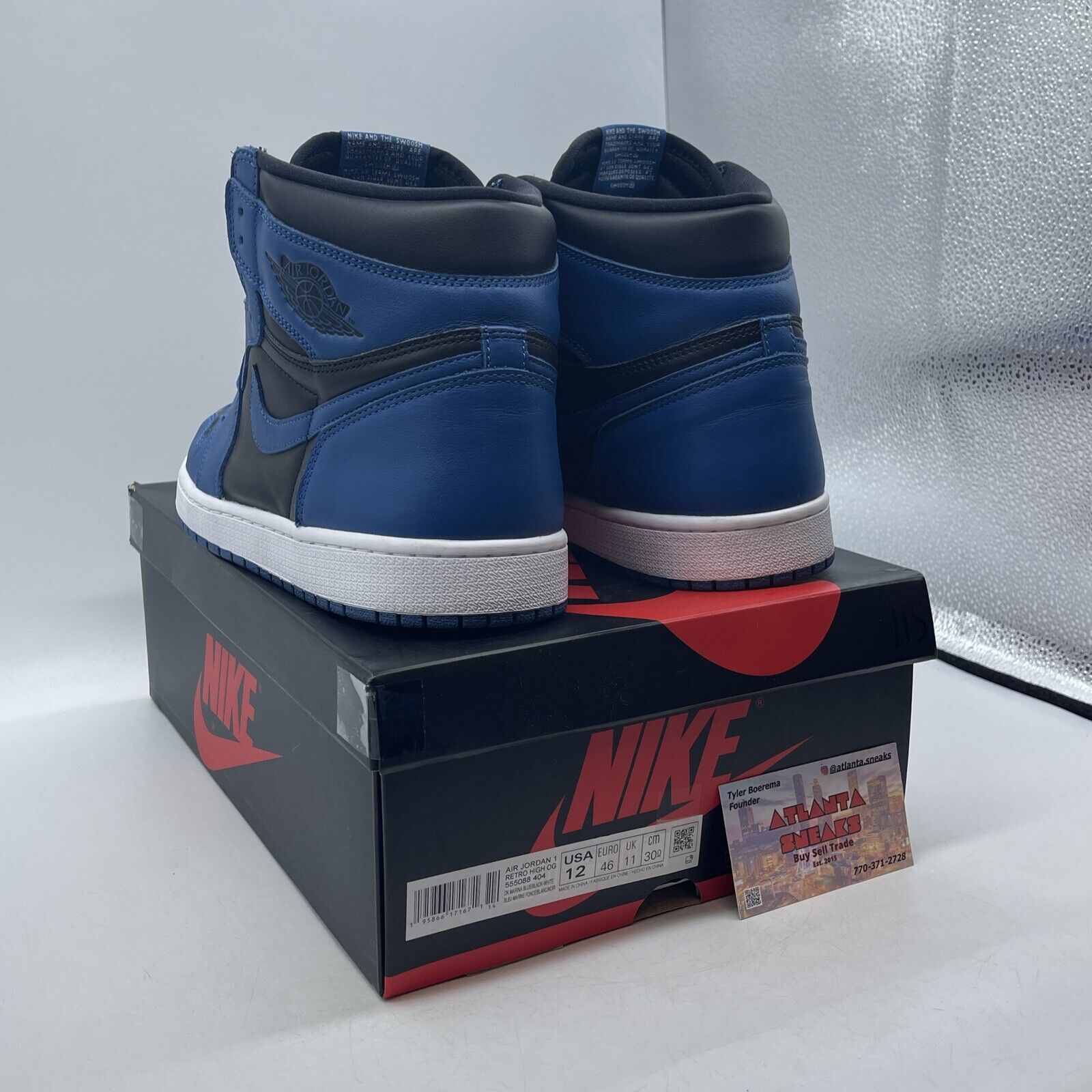 Size 12 - Jordan 1 Retro OG High Dark Marina Blue White Black (555088-404)