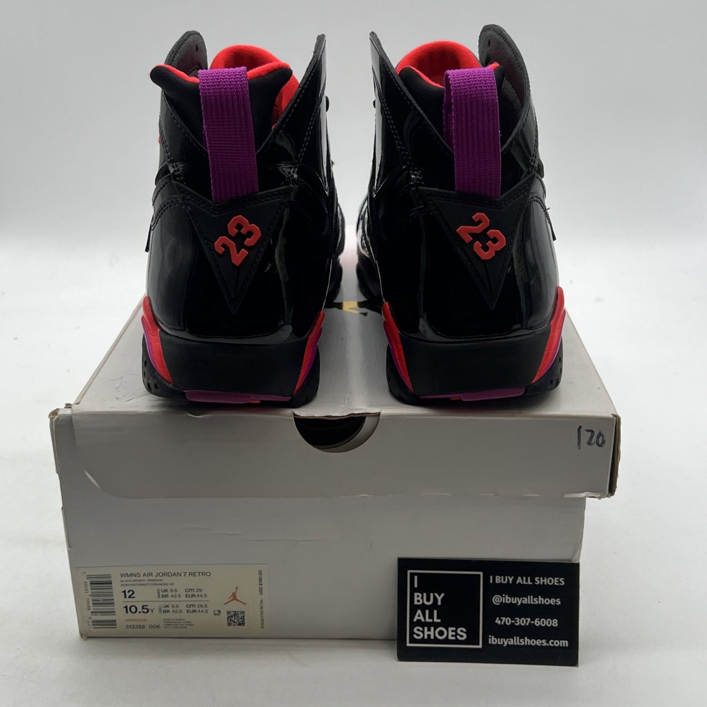 Size 12 - Air Jordan 7 Retro Black Gloss W (313358-006)