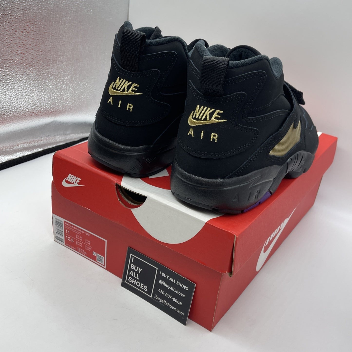 Size 11 - Nike Air Diamond Turf 2025 Ravens Black Gold Suede (HV2282-001)